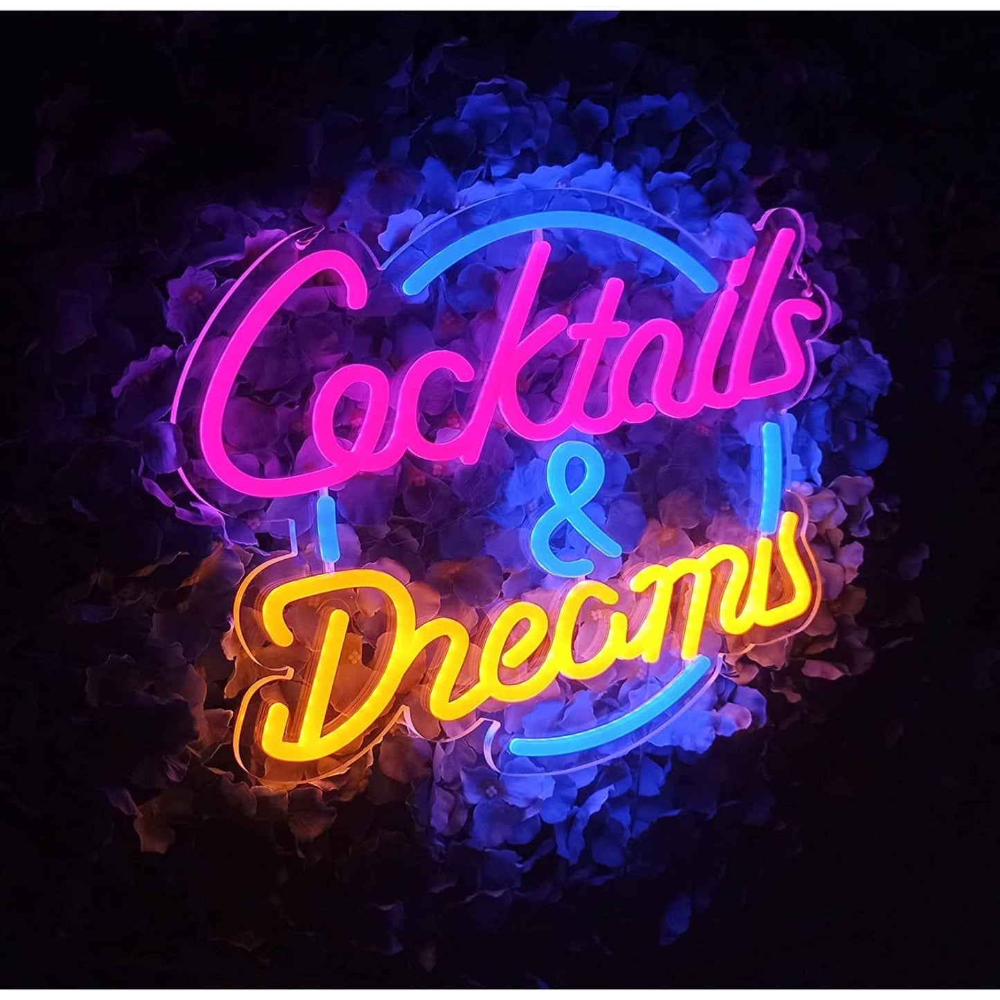 Fun Quality Colorful “Cocktails & Dreams” LED Night Bar Light Party Wall Decorat