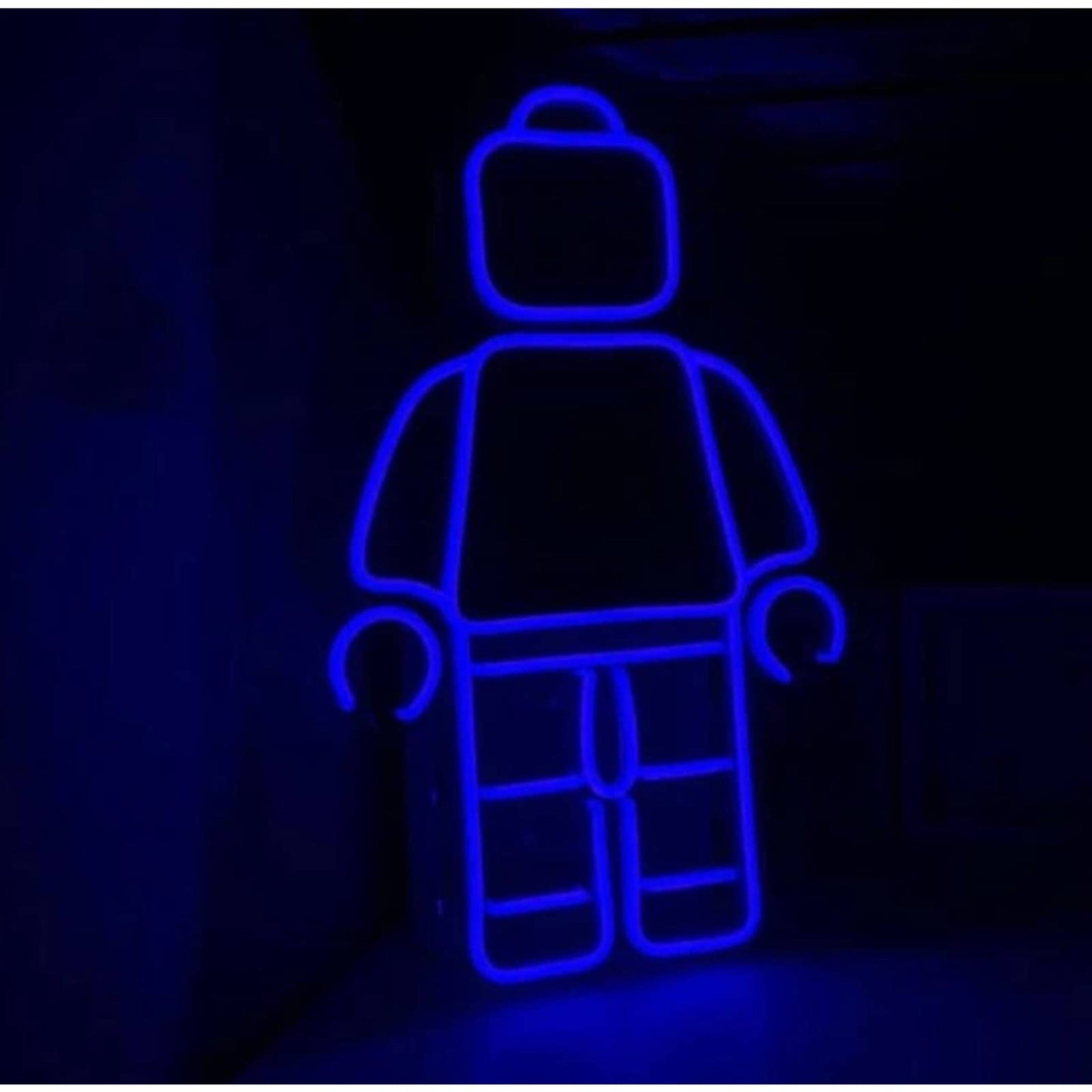 Fun Bright Blue Lego Block Man Mini figure LED Night Light Room Wall Decoration