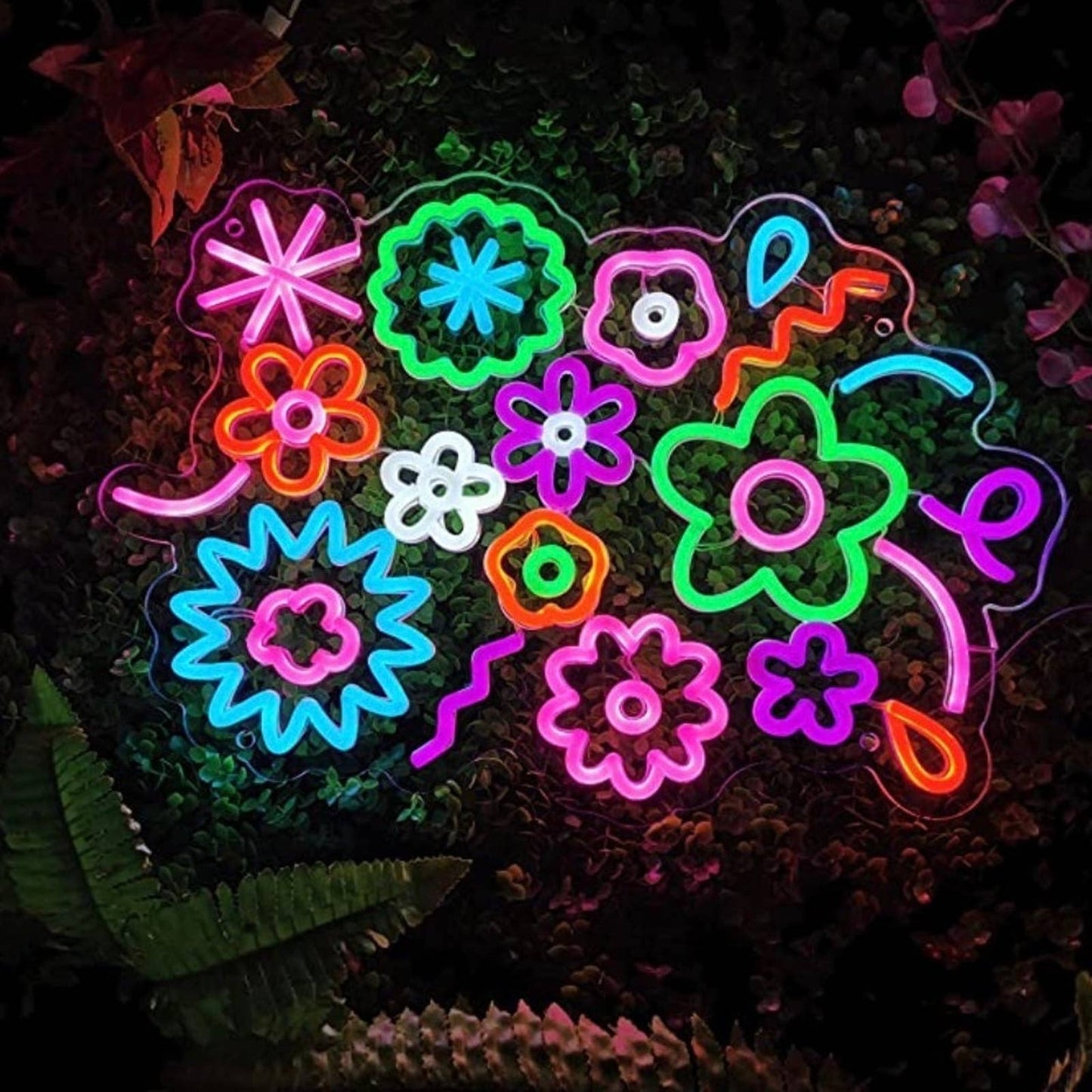 Lovely Vivid Bright Rainbow Flower Cluster LED Night Light Room Wall Decoration