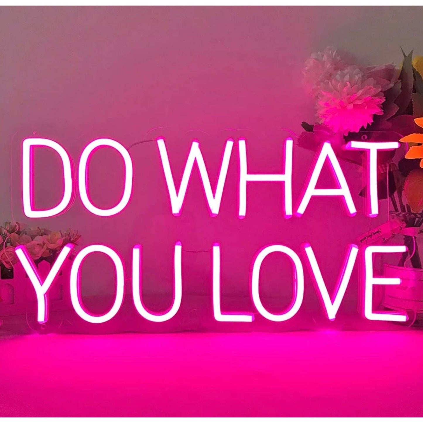 Vivid Bright Pink Do What You Love LED Night Light Room Wall Decor