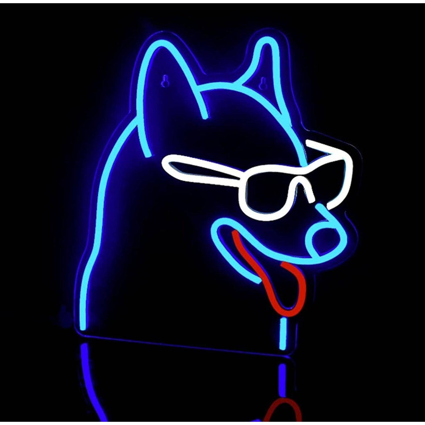Fun Bright Blue Corgi Puppy Dog in Sun Glasses LED Night Light Room Wall Decor