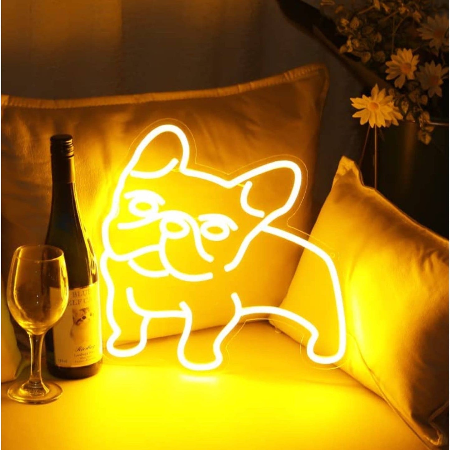 Lovely Bright Warm French Bulldog Frenchie LED Night Light Puppy Dog Room Wall D