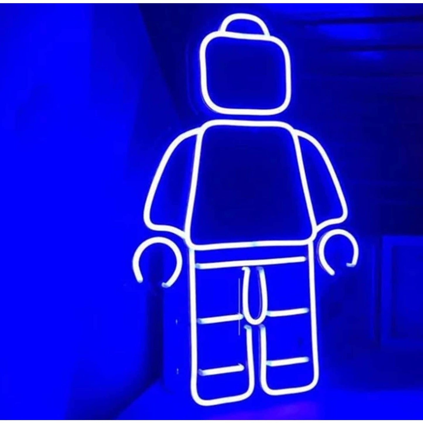 Fun Bright Blue Lego Block Man Mini figure LED Night Light Room Wall Decoration