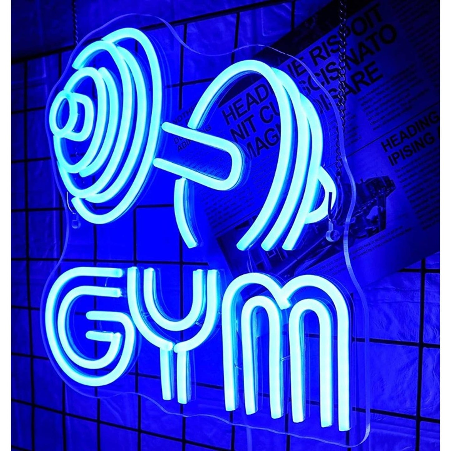 Vivid Bright Fun Blue Dumbbell GYM LED Night Light Exercise Workout Decor