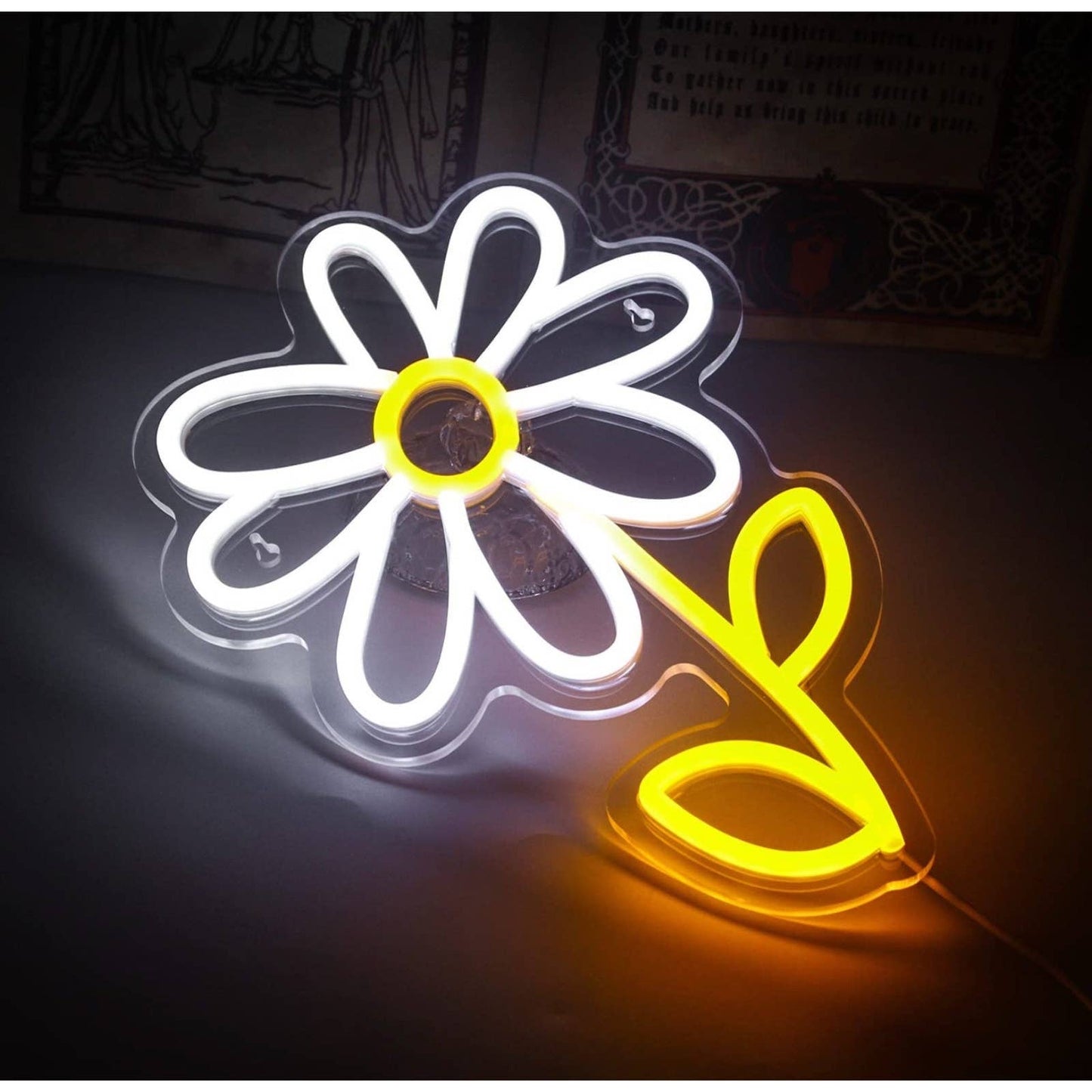 Adorable Lovely Bright Yellow Daisy LED Night Light Room Wall Decor