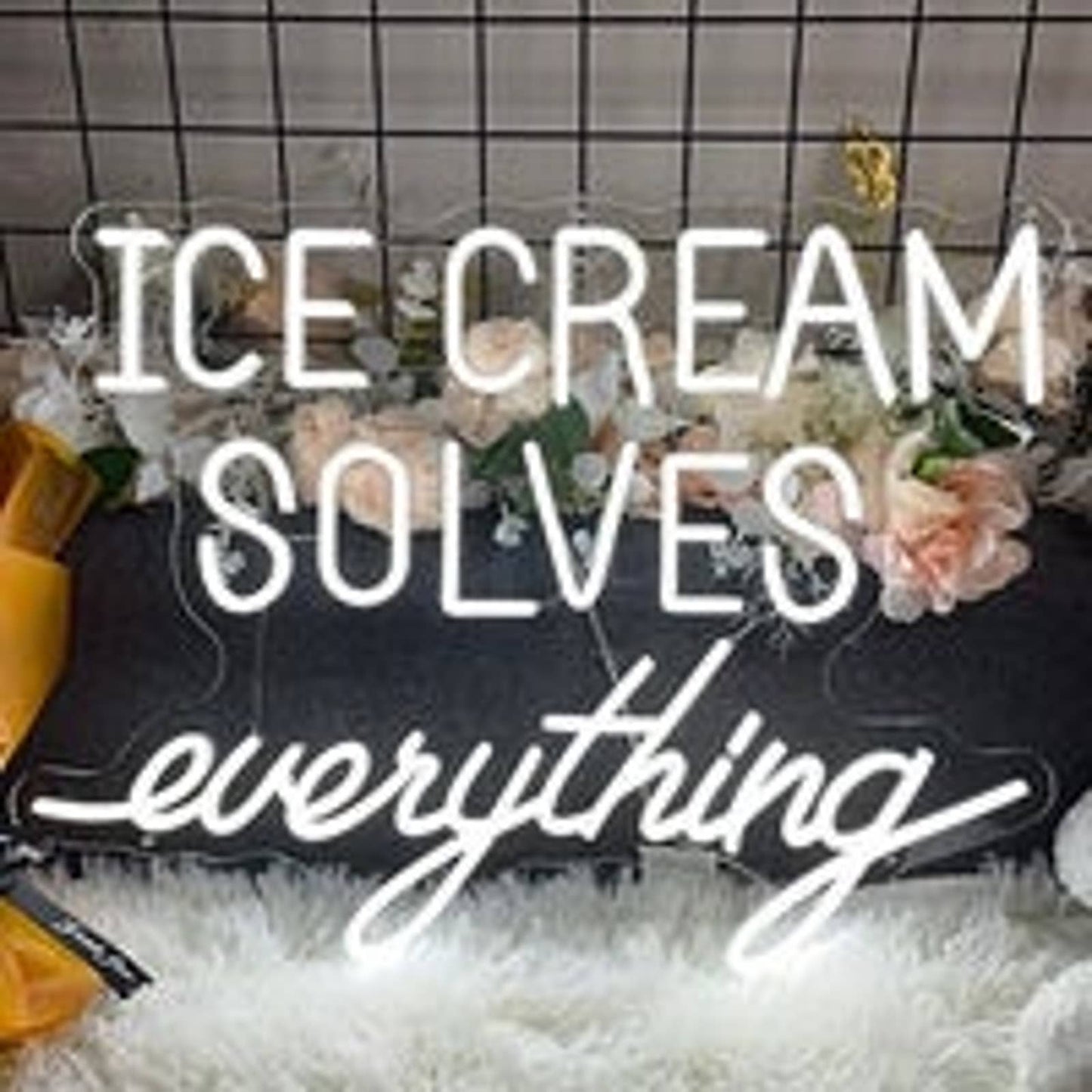 Fun Vivid Bright “Ice Cream Solves Everything” LED Night Light Room Wall Decorat