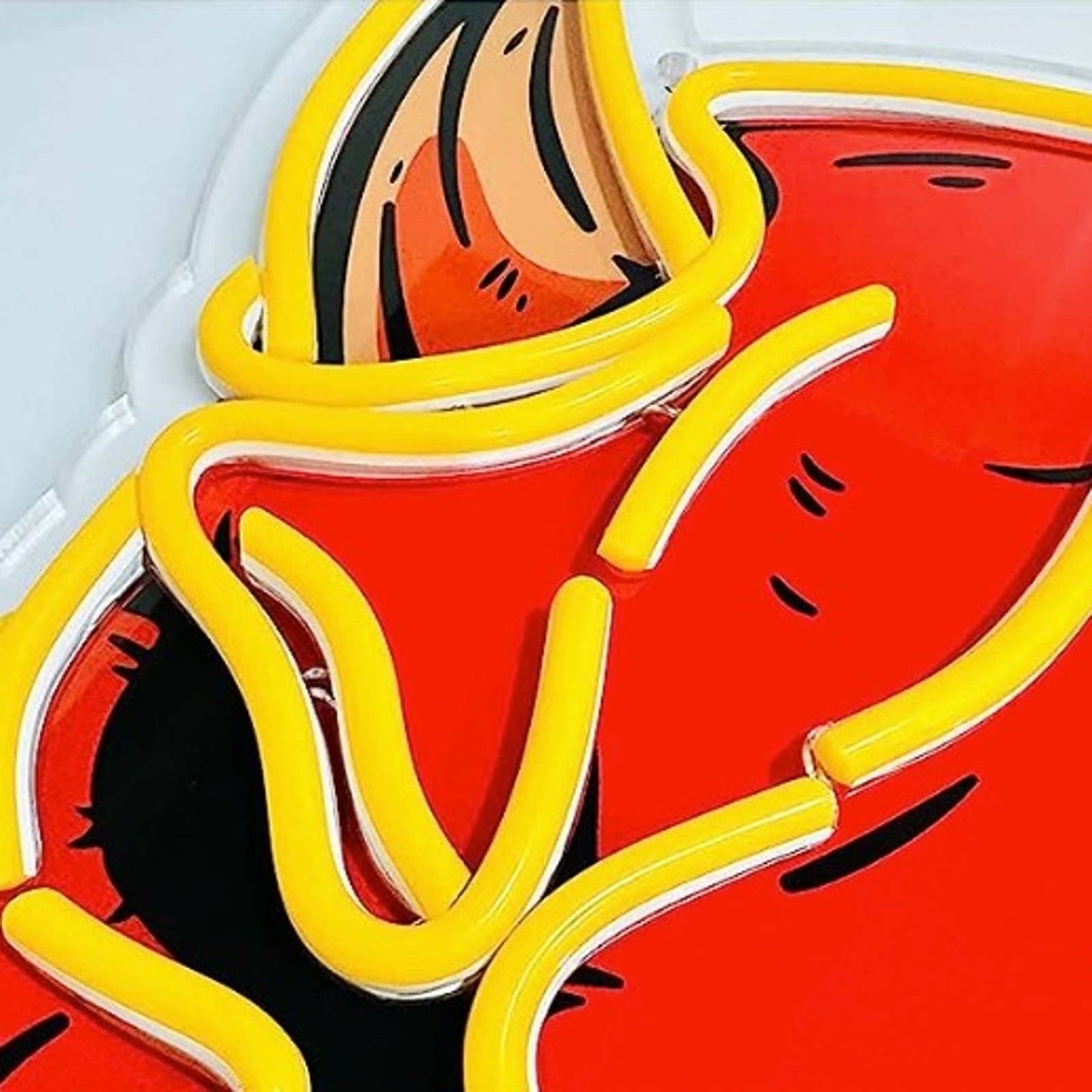 Vivid Bright Orange Japanese Demon Hannya Mask LED Night Light Wall Decor