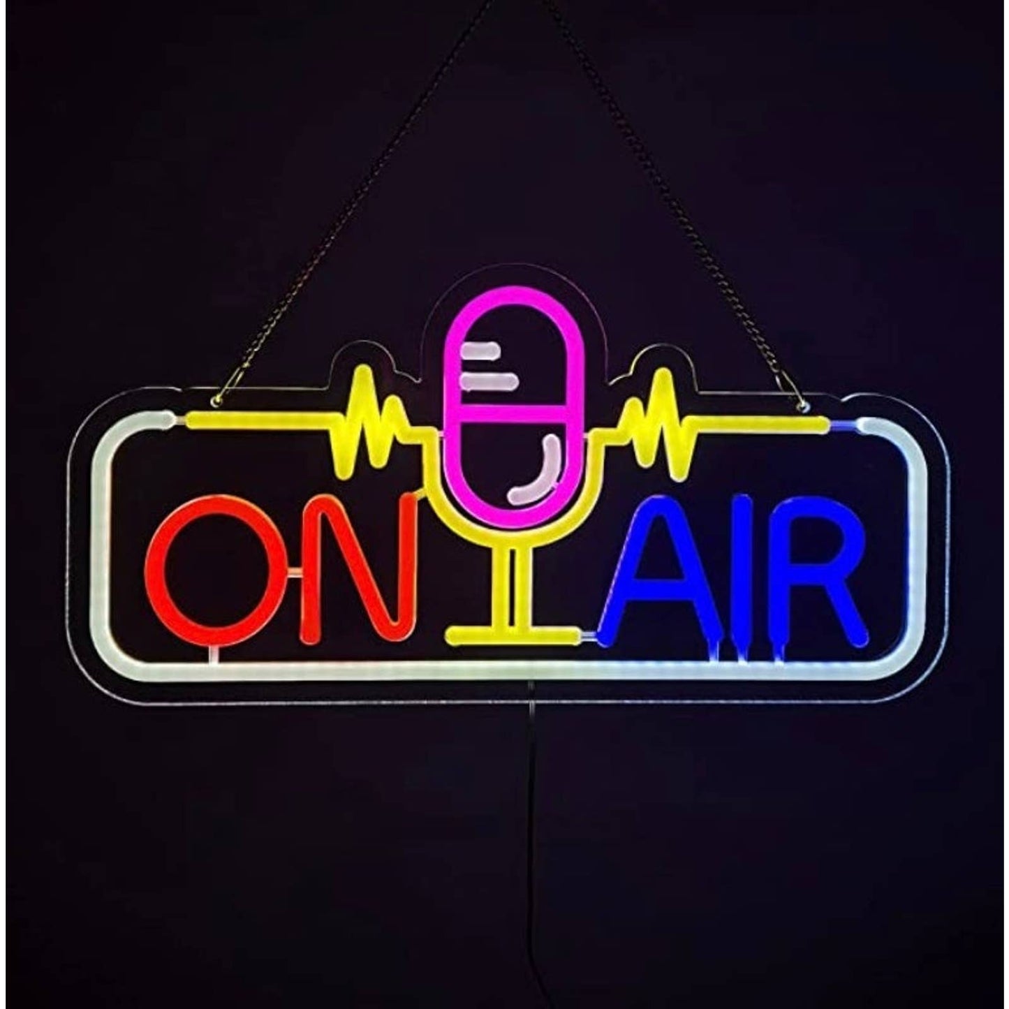 Vivid Bright On Air Microphone Soundwave LED Night Light Radio Studio Wall Decor