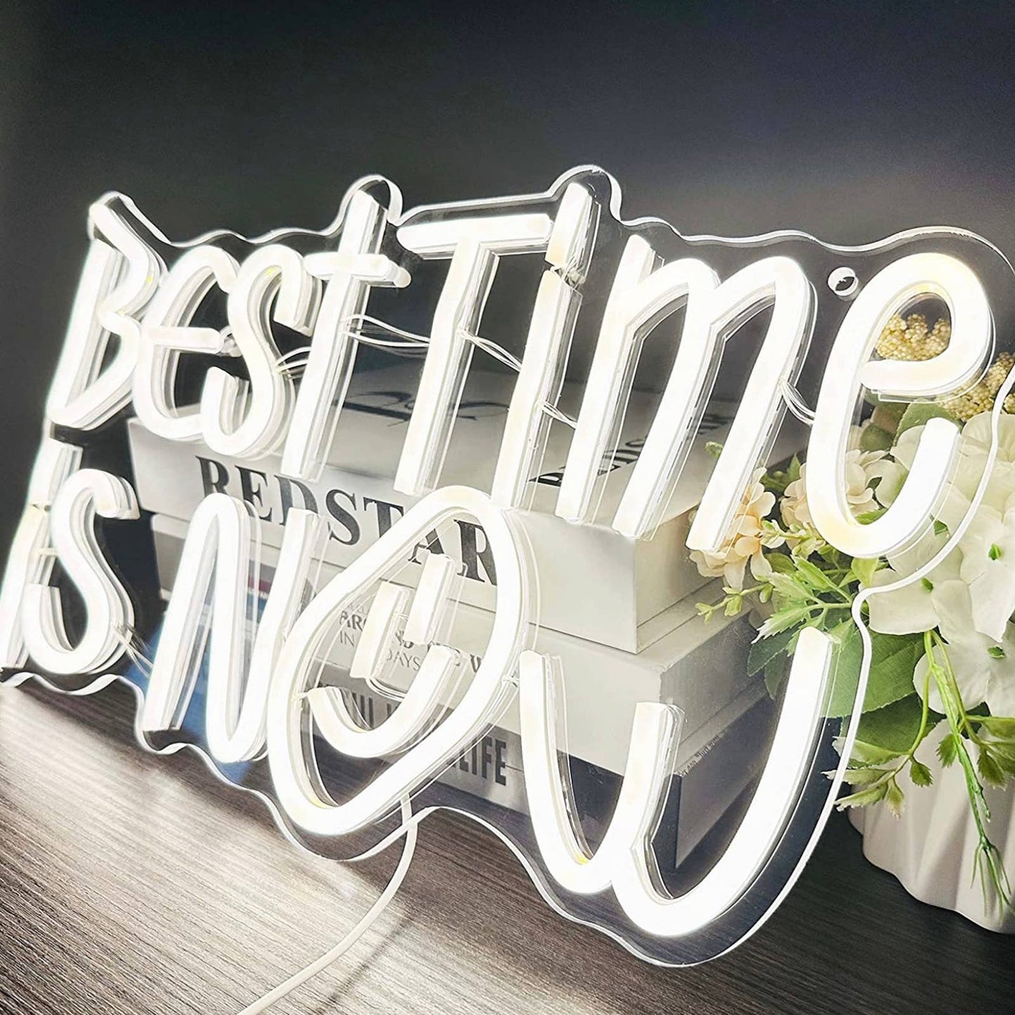 Lovely Bright Cool White Best Time Is Now LED Night Light Room Wall Decoration
