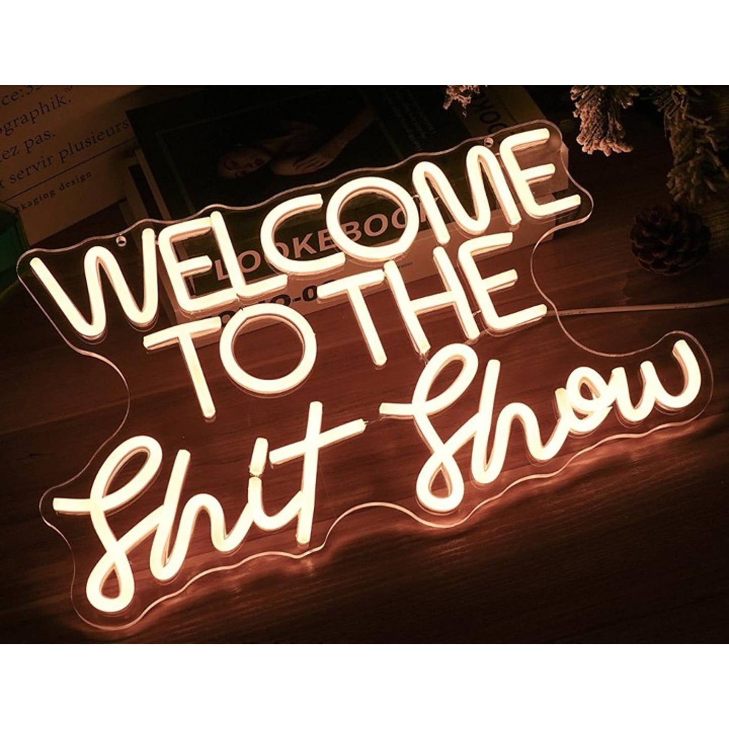 Fun Bright Warm White “Welcome to the Show” LED Night Light Room Wall Decor