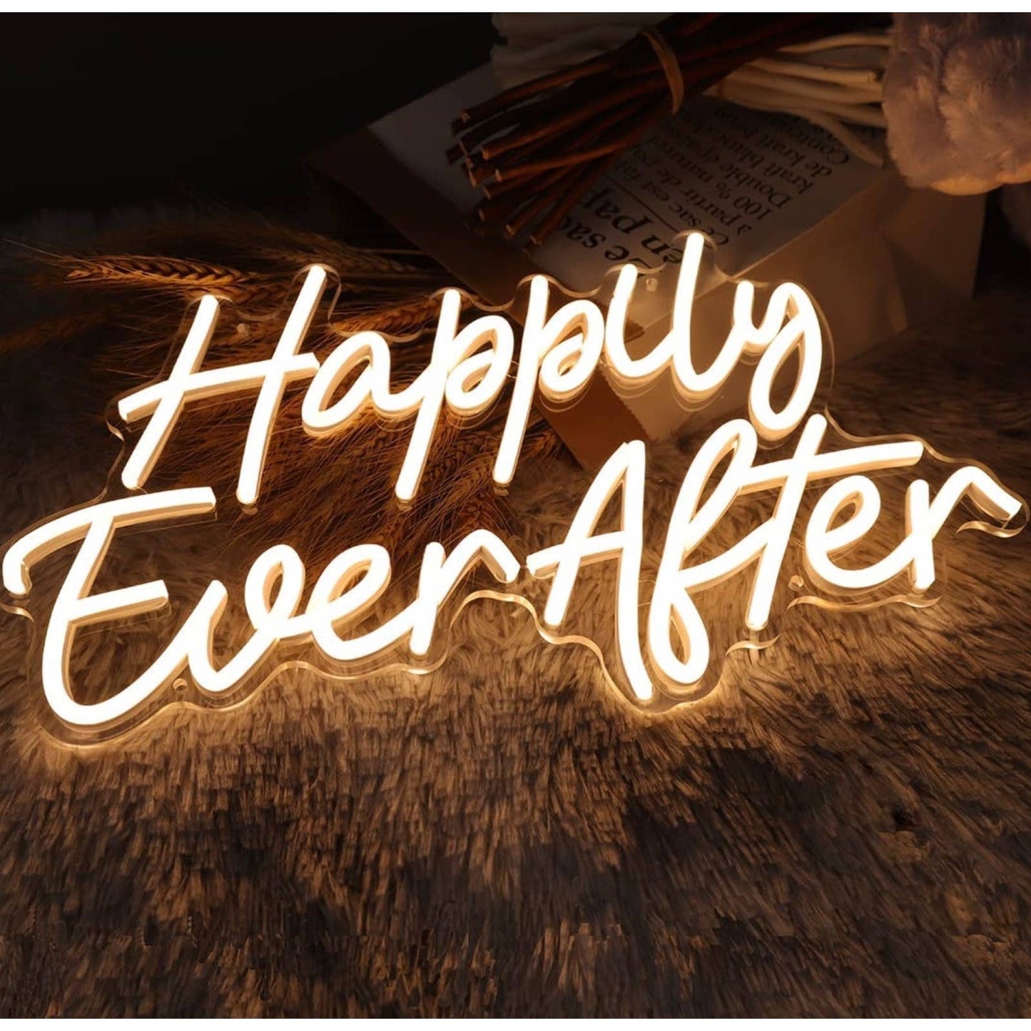 Romantic Warm Bright “Happily Ever After” LED Night Light Room Wall Decoration