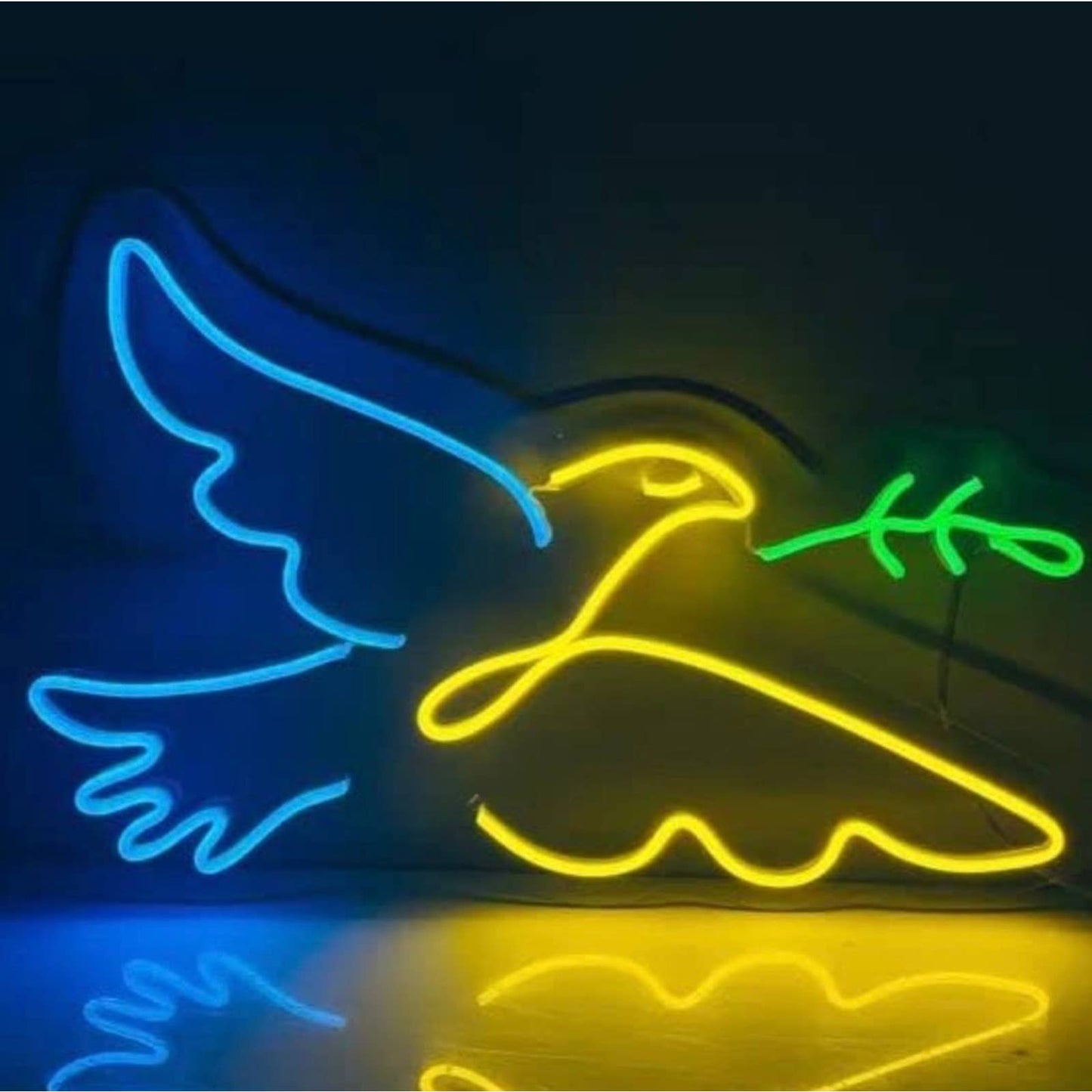 Lovely Bright Blue / Yellow Dove Bird LED Night Light Room Wall Decoration
