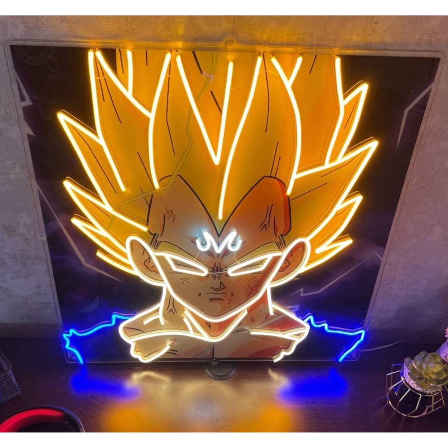 Bright Super Saiyan Majin Vegeta LED Light Dragon Ball Z Wall Art Anime Decor