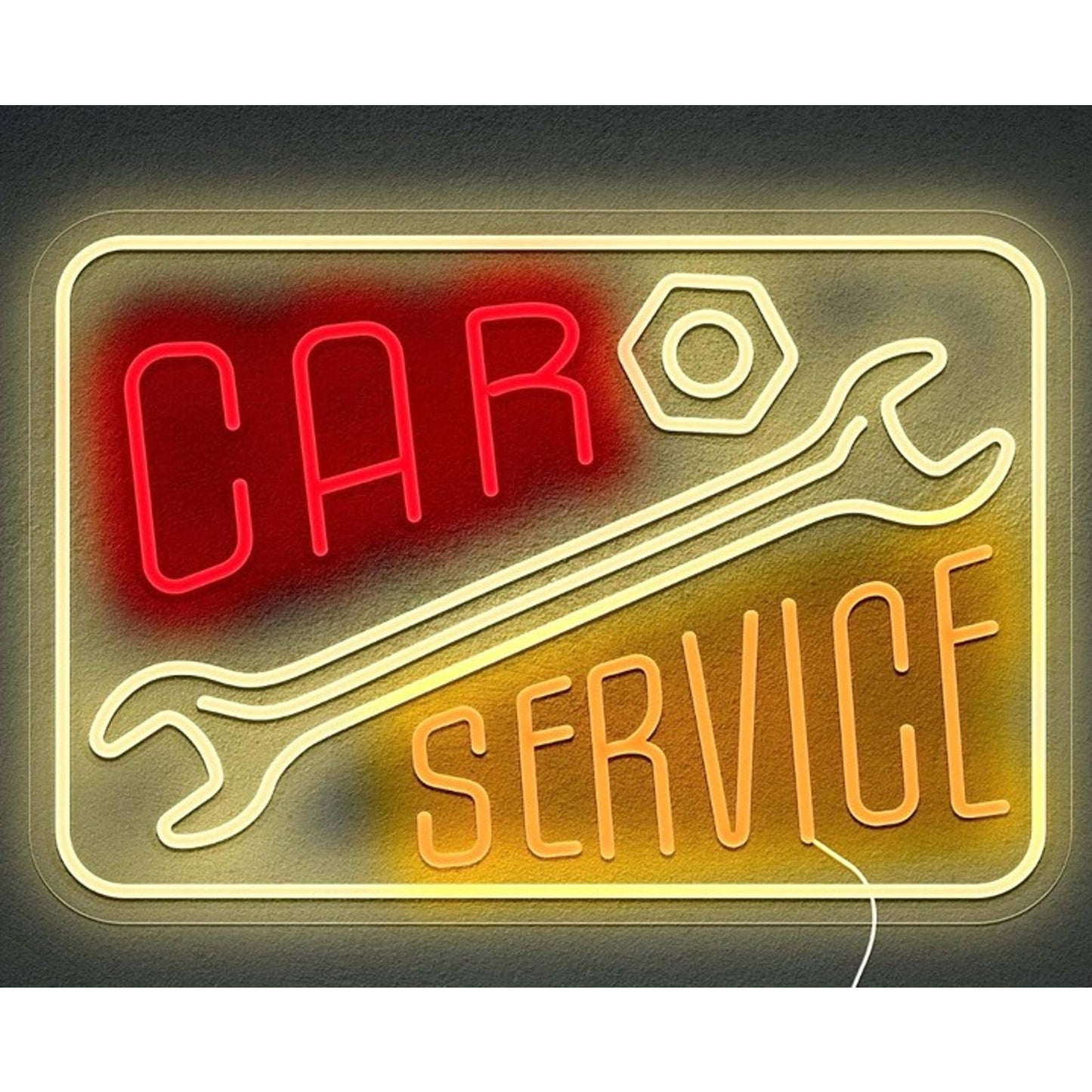 Vivid Bright Red/Yellow Car Service LED Light Garage Car Business Wall Sign