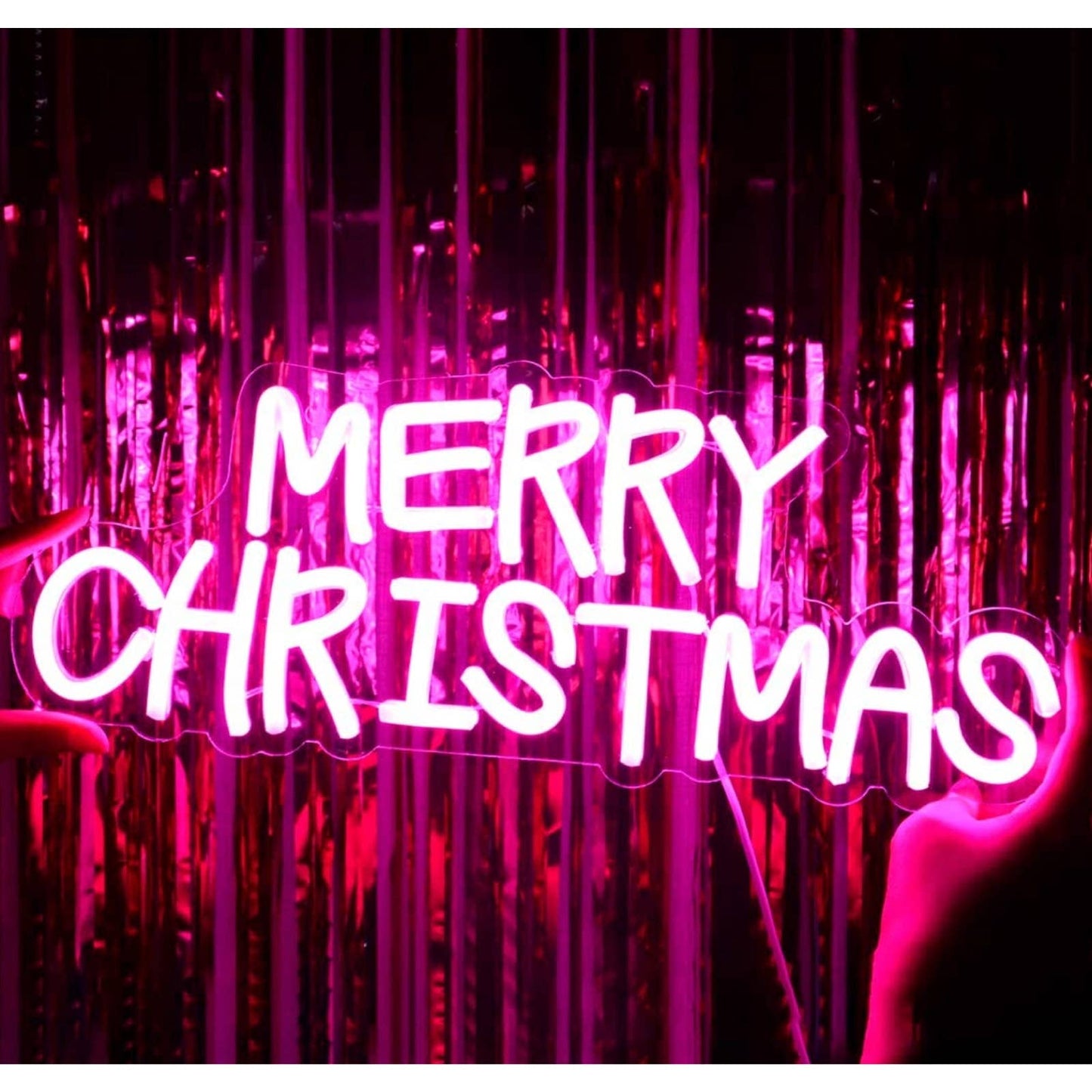 Lovely Bright Hot Pink “Merry Christmas” LED Night Light Festive Room Decoration