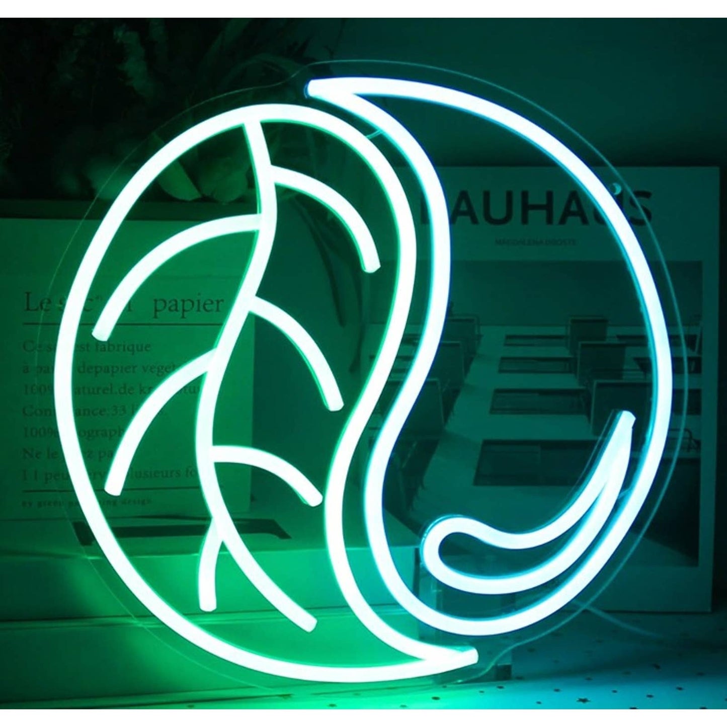 Lovely Bright Yin-Yang Water & Leaf LED Night Light Yoga Room Wall Decor