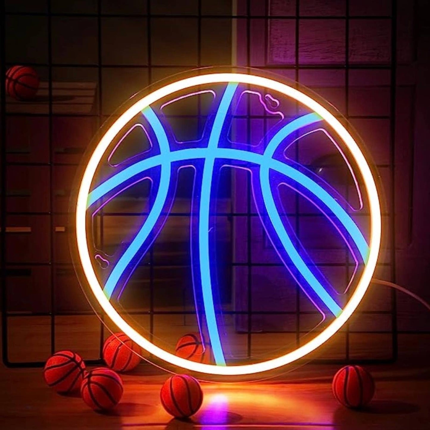 Fun Vivid Blue / Orange Basketball LED Night Light Room Wall Decoration
