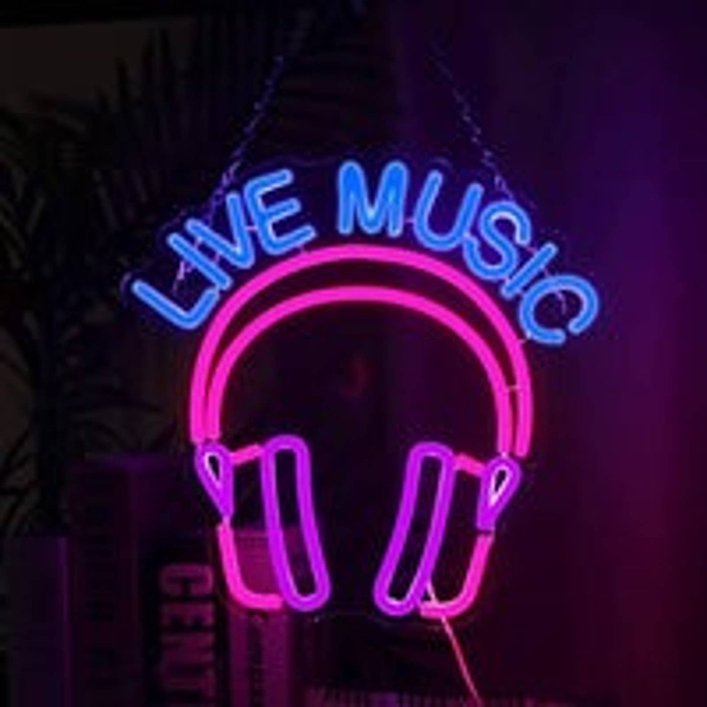 Vivid Bright Pink Headphones Live Music LED Night Light Room Wall Decoration