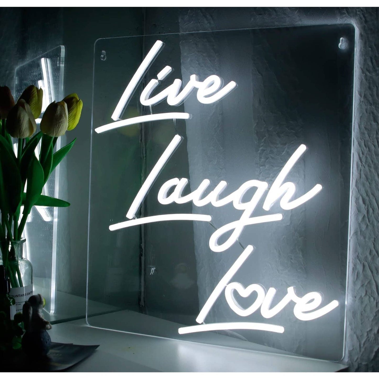 Lovely Simple Cool Bright White Live Laugh Love LED Night Light Sign Room Decor