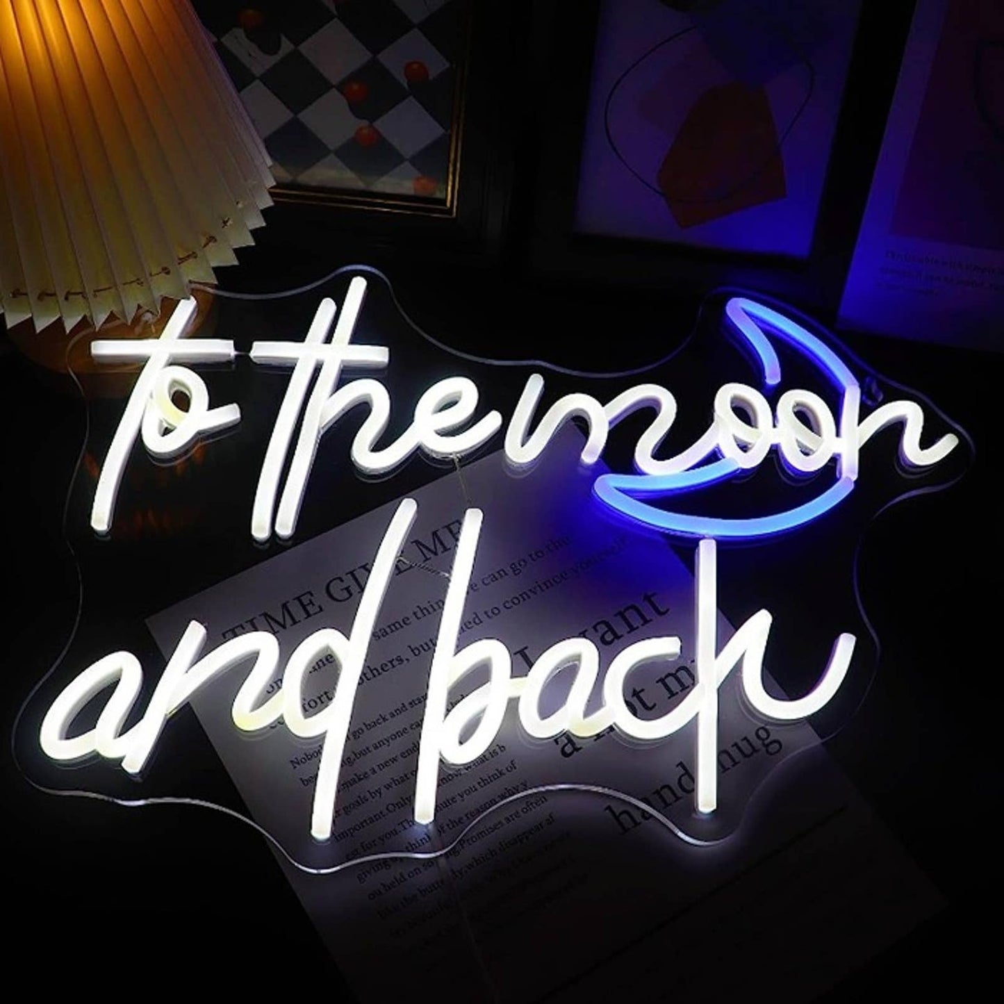 Lovely Bright Cool Blue & White “to the moon and back” LED Night Light Decor