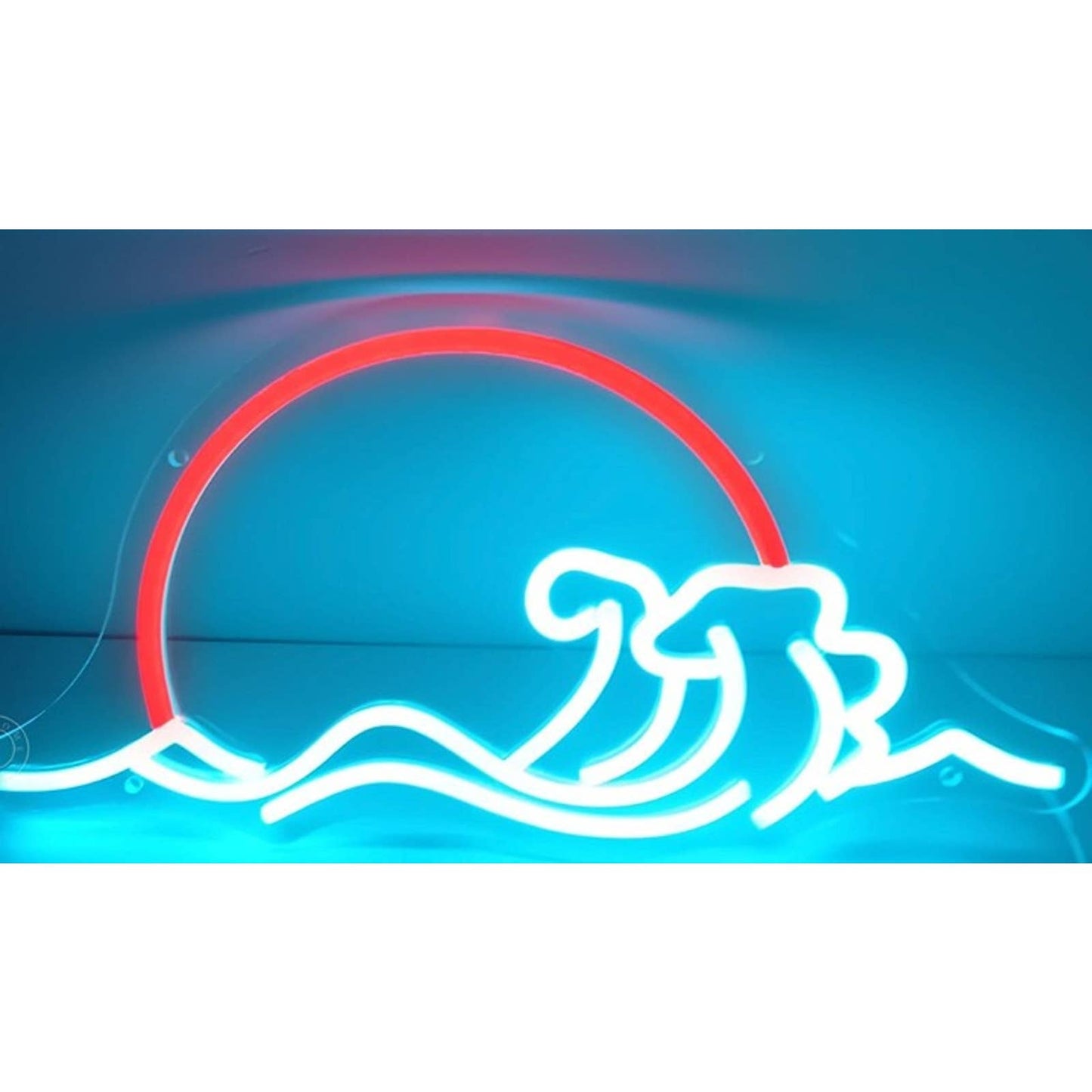 Vivid Bright Wide Warm Sun Set and Ocean Waves LED Night Light Decor