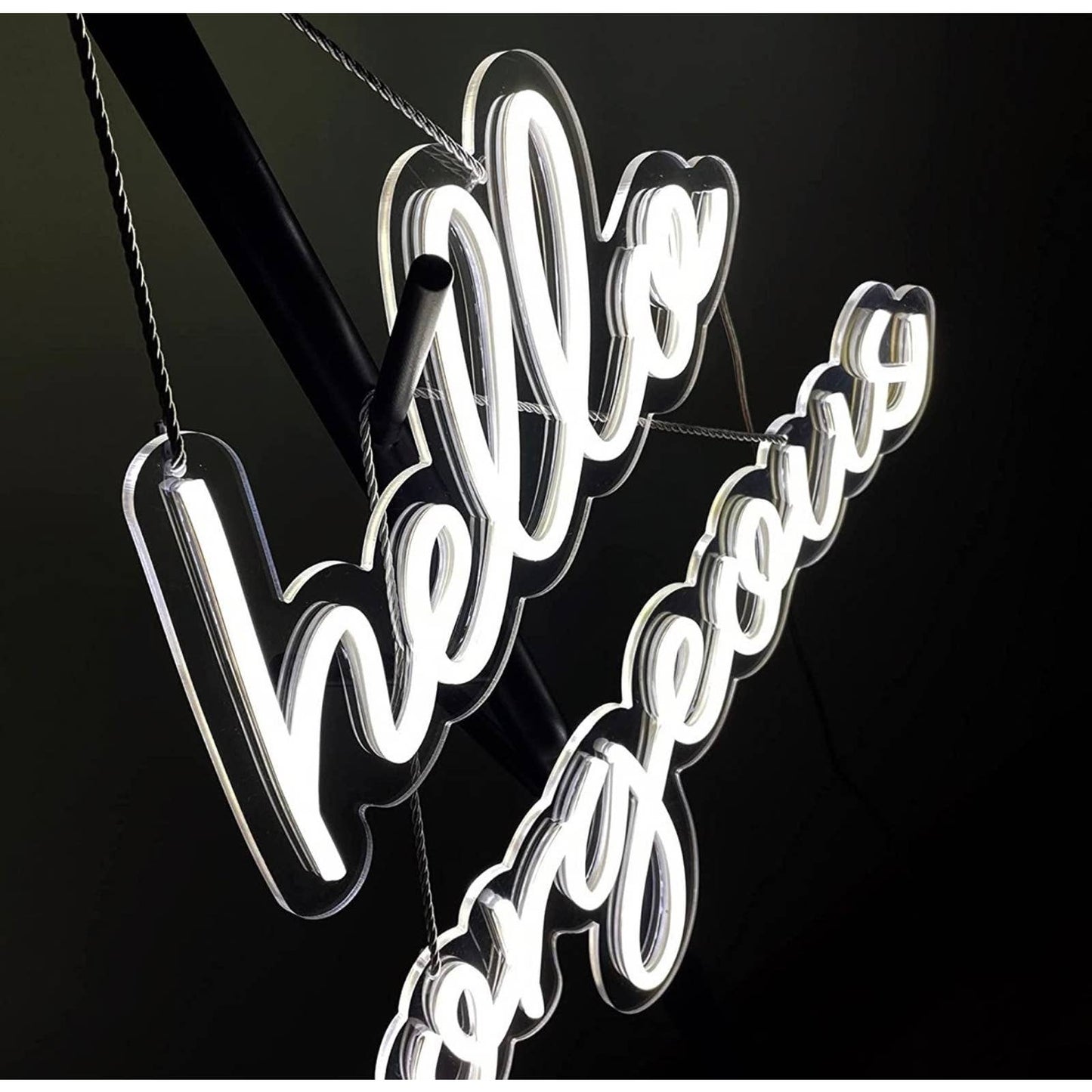 Beautiful White “Hello Gorgeous” LED Light Sign Room Decoration
