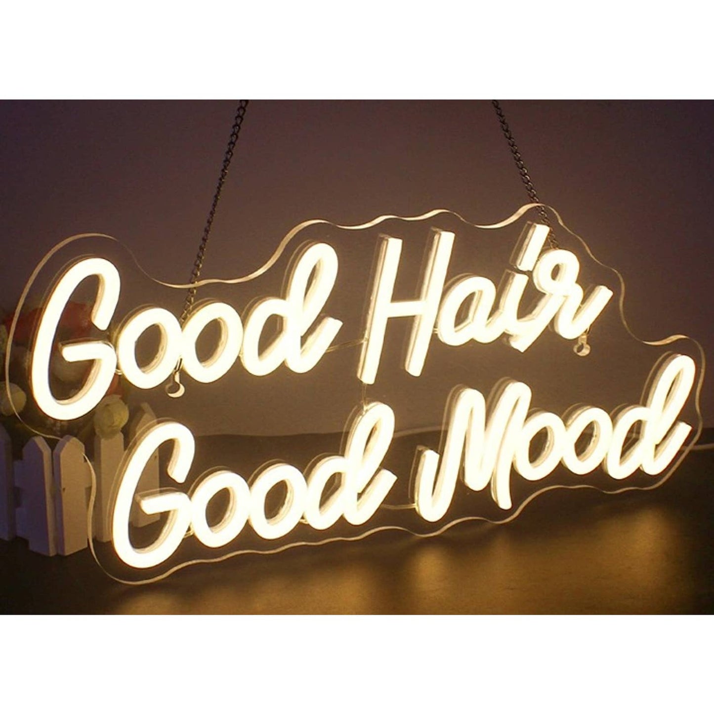 Fun Vivid Warm Bright “Good Hair Good Mood” LED Light Salon Spa Decor