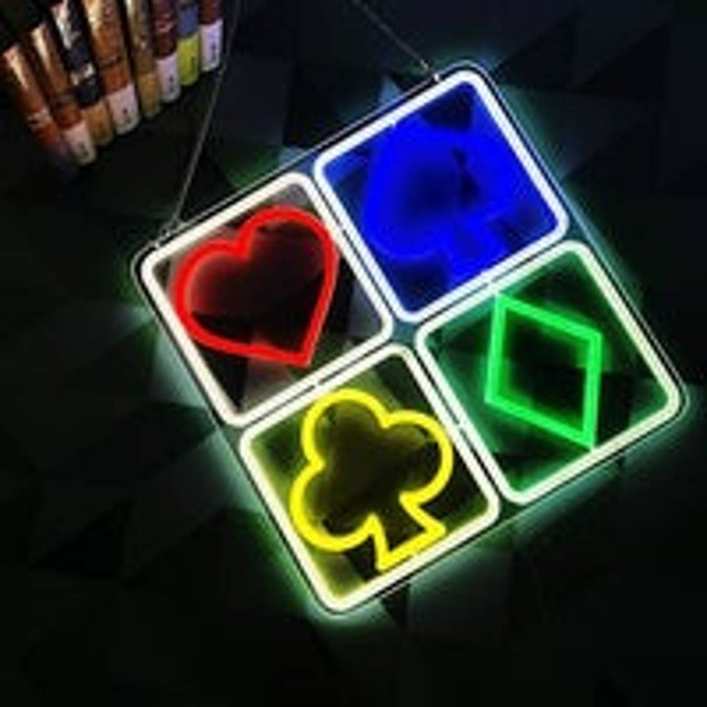 Vivid Fun Bright Colorful Poker Card Game LED Night Light Room Wall Decoration