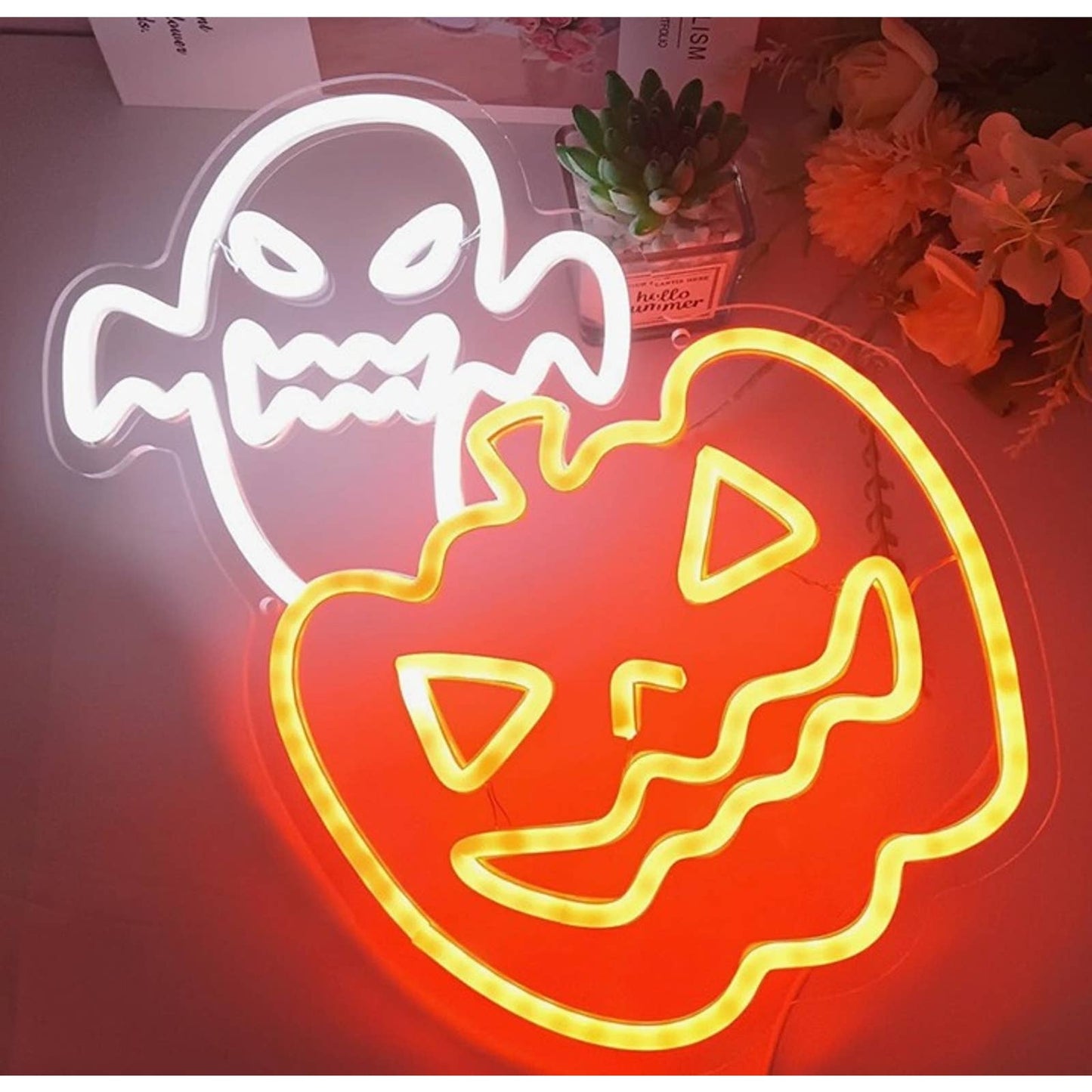 Fun Spooky Bright Ghost & Pumpkin LED Night Light Halloween Decoration