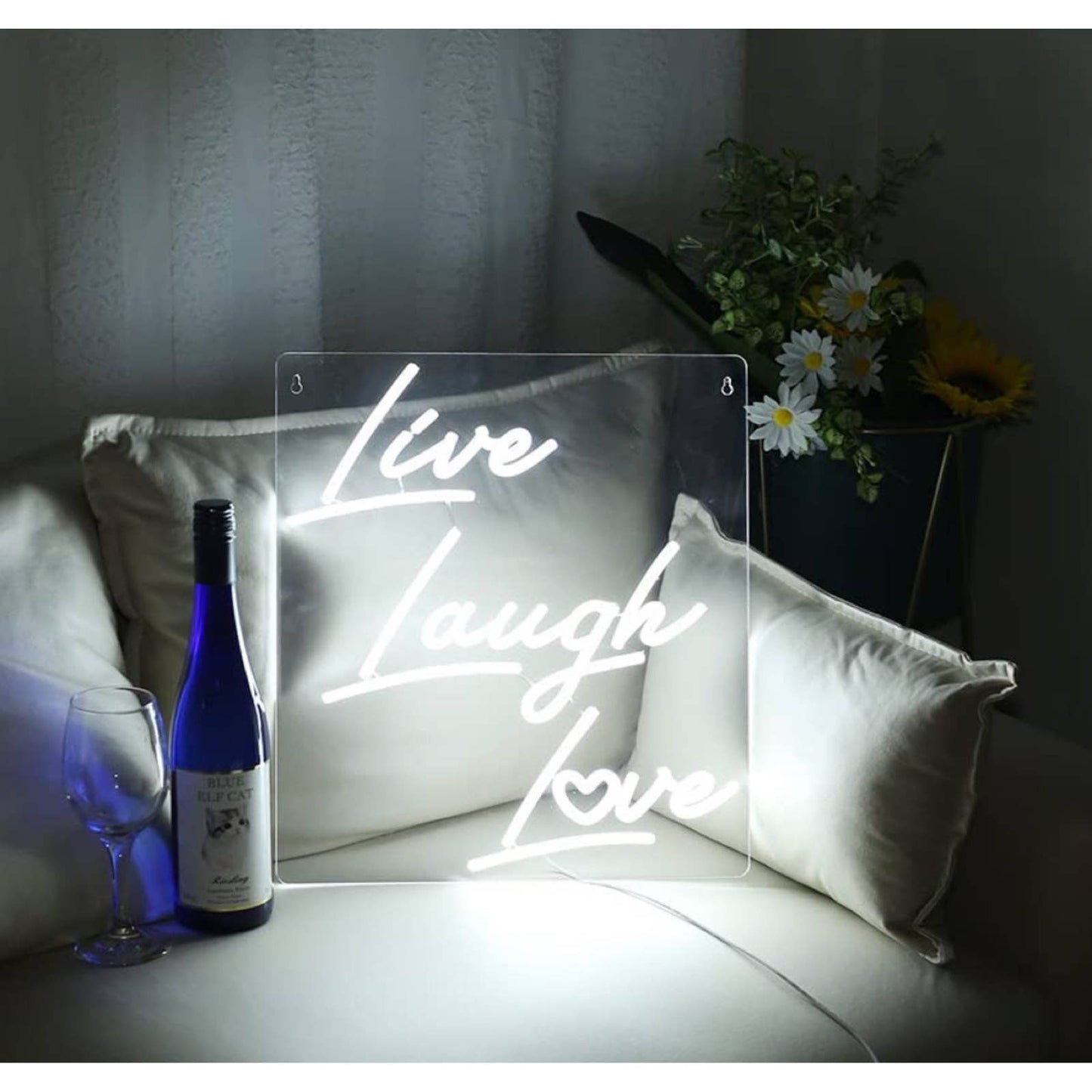 Lovely Simple Cool Bright White Live Laugh Love LED Night Light Sign Room Decor