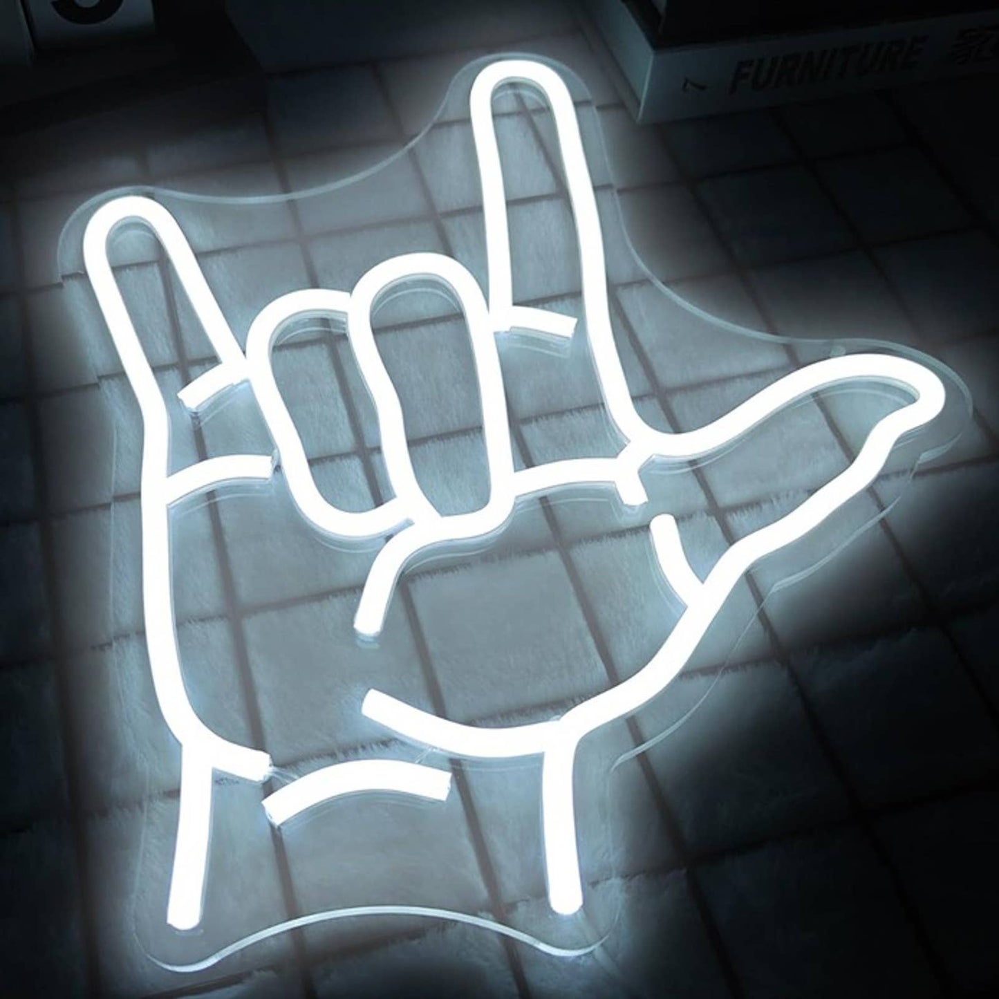 Romantic Bright Cool White I Love You Hand Gesture LED Night Light Decor
