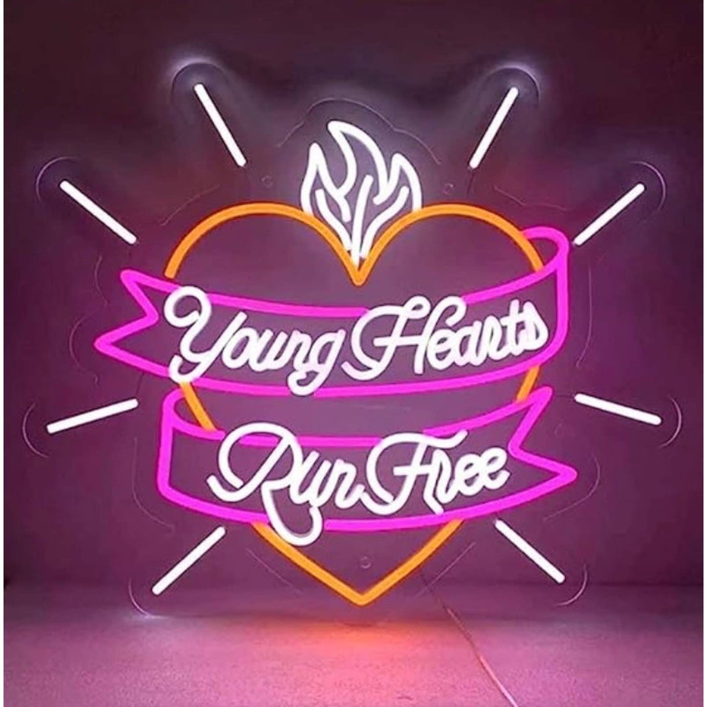 Lovely Bright Young Hearts Run Free LED Night Light Love Room Wall Decoration