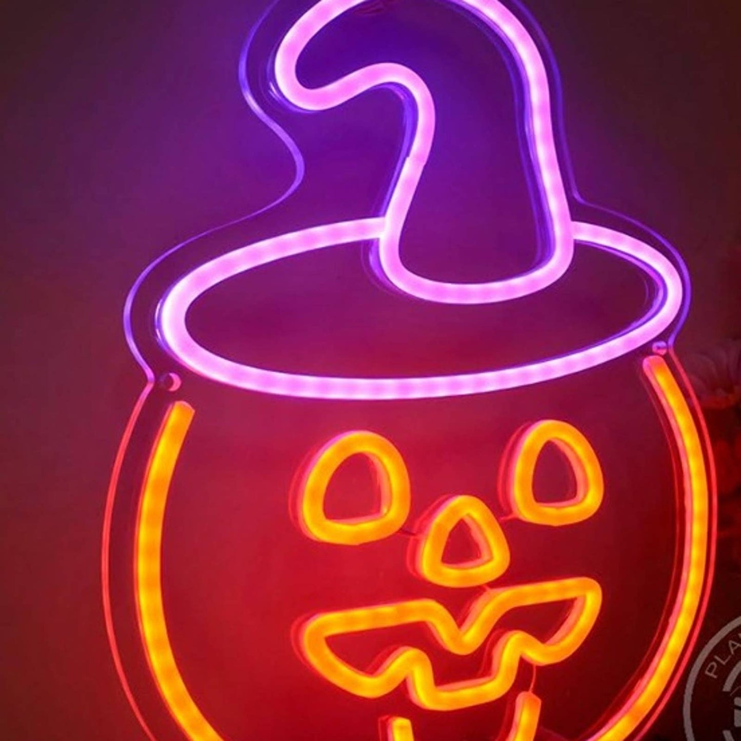 Spooky Bright Orange Witch Hat Pumpkin LED Night Light Halloween Decor