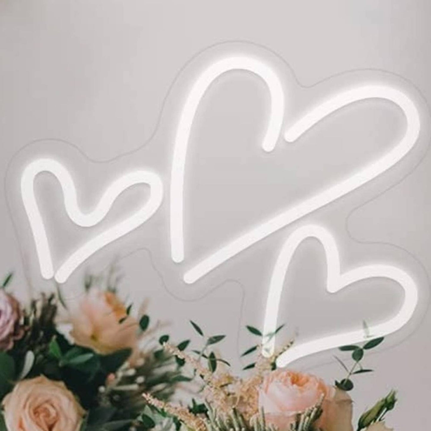 Lovely bright Tri-Heart Love LED Night Light Room Wall Decoration