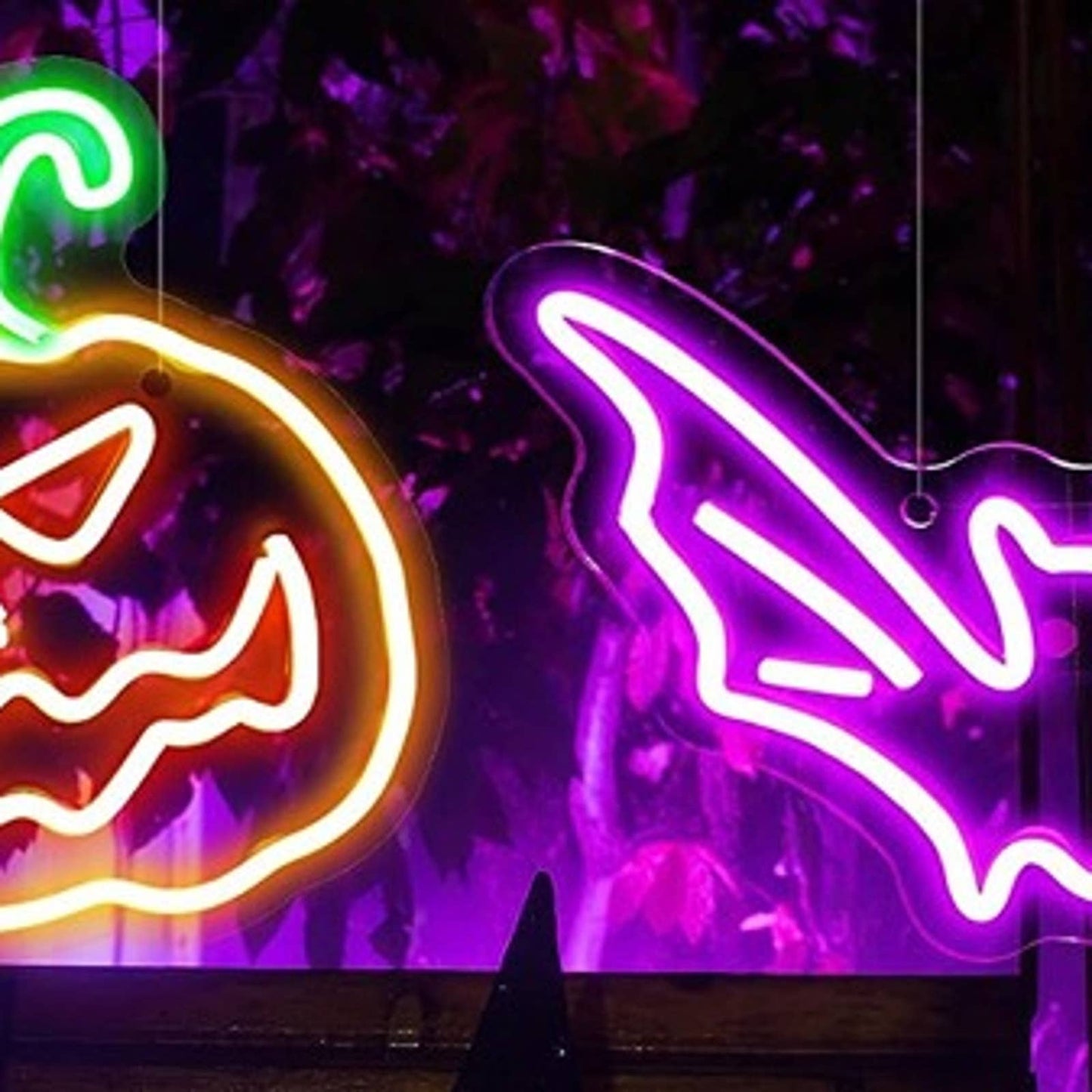 Fun Bright Bat and Pumpkin Bundle LED Night Light Halloween Decor