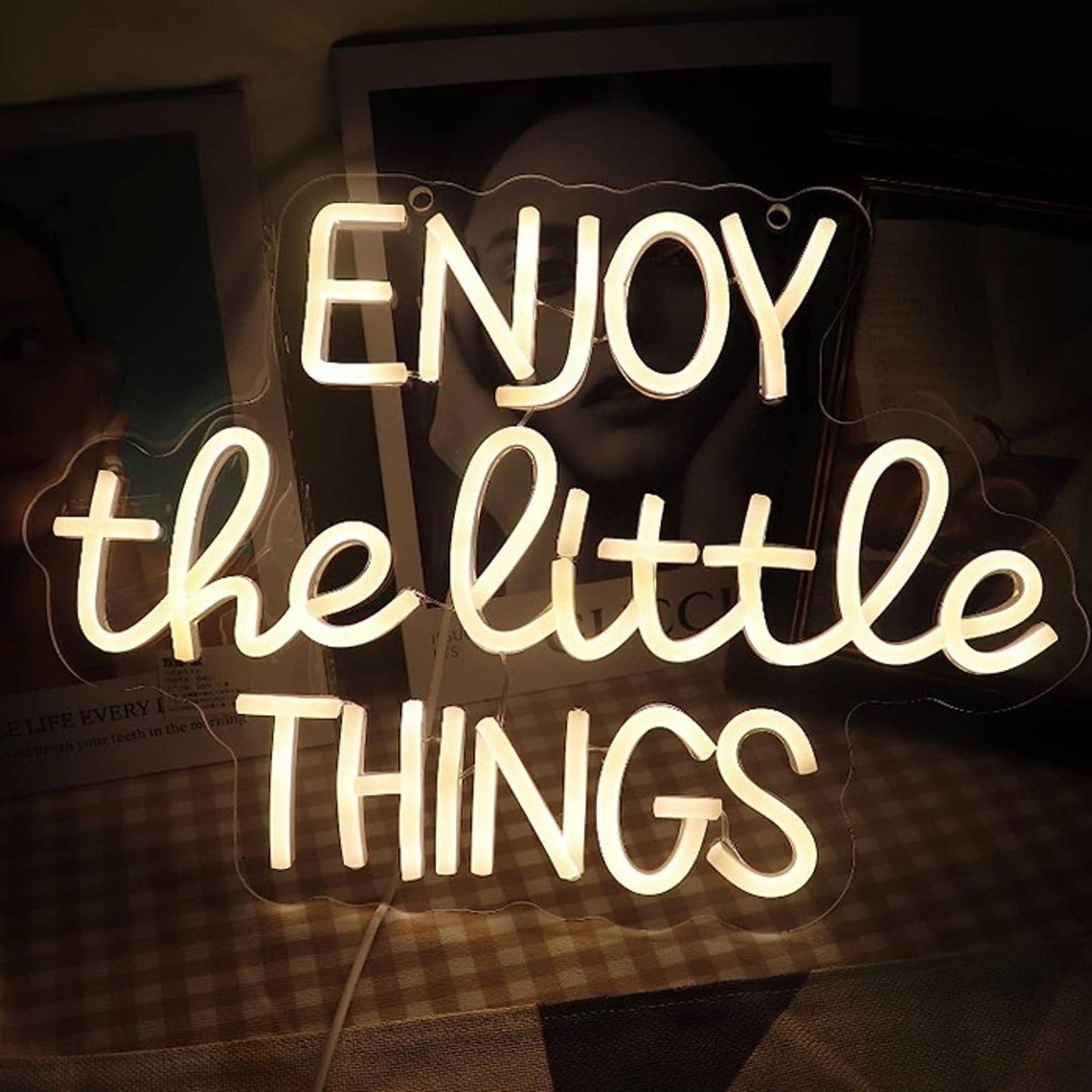 Lovely Warm Bright “Enjoy The Little Things” LED Night Light Room Wall Decor