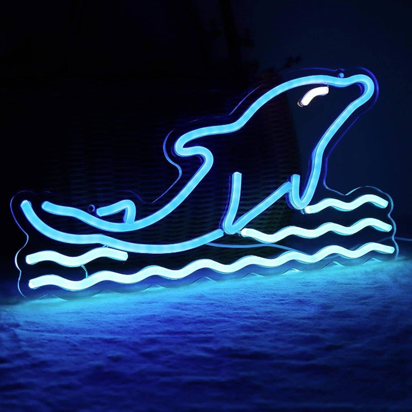 Lovely Bright Blue Dolphin LED Night Light Room Wall Decoration