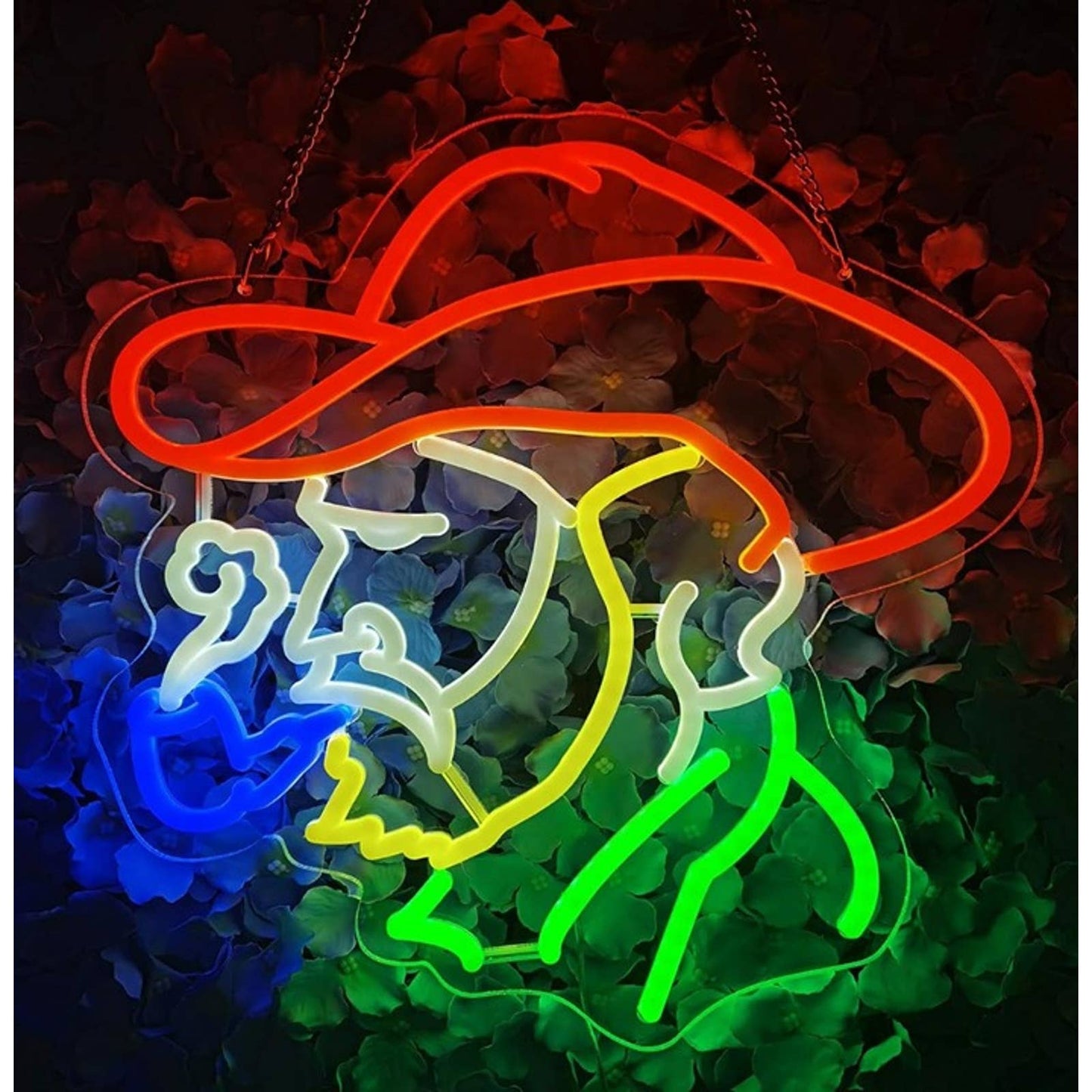 Vivid Bright Lone Cowboy Smoking Pipe LED Night Light Room Wall Decor