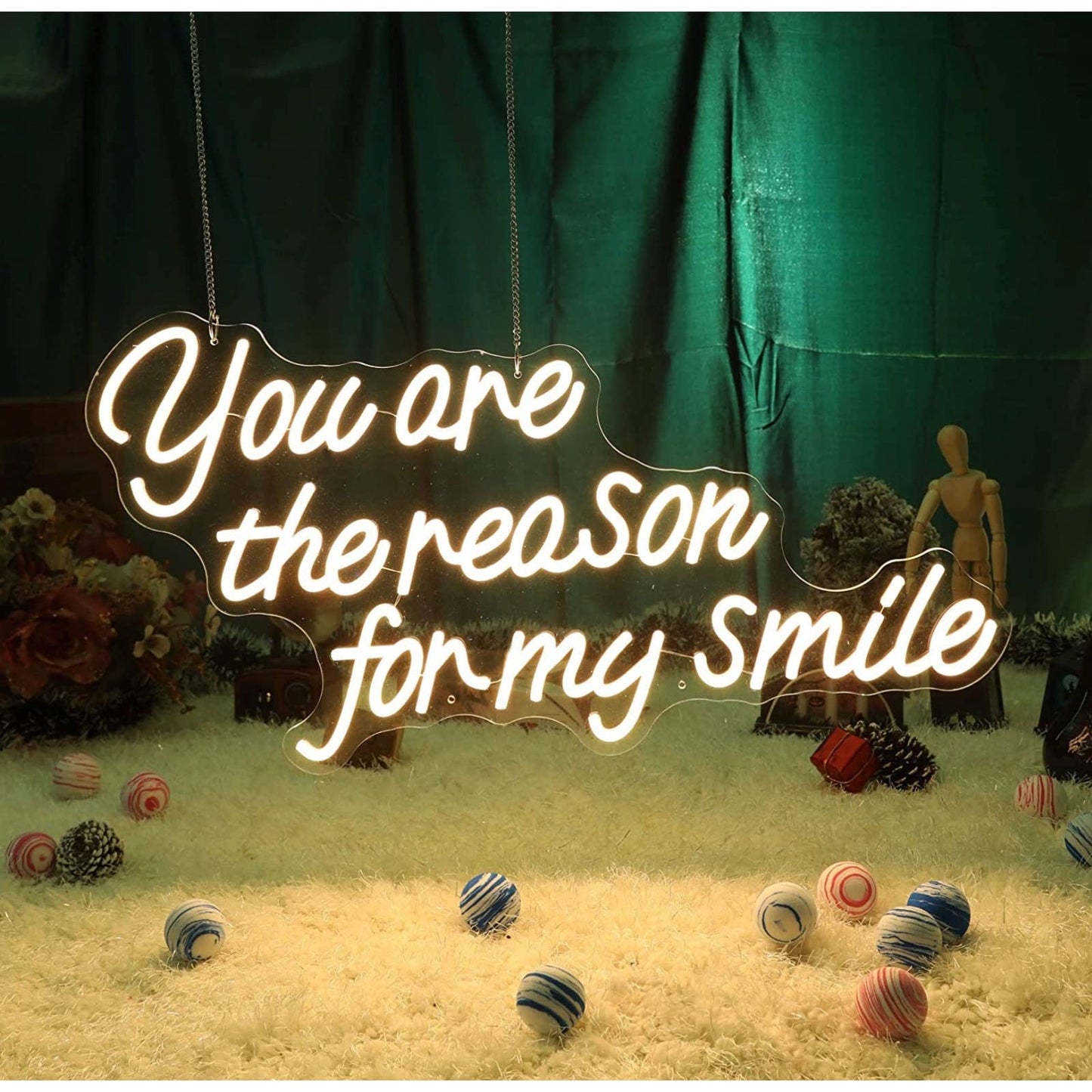 Lovely Bright White “You are the Reason I Smile” LED Night Light Love Room Wall