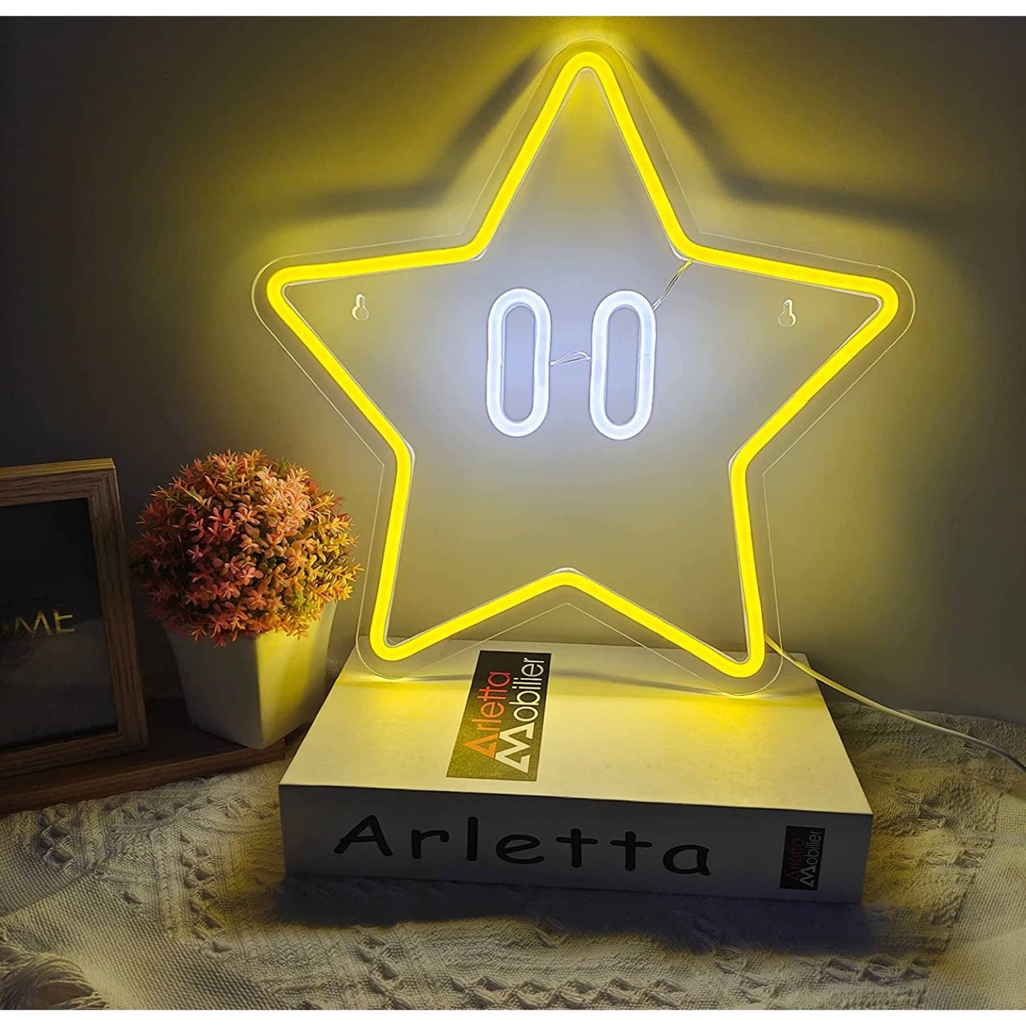 Fun Bright Yellow Super Mario Star LED Night Light Game Room Wall Decor