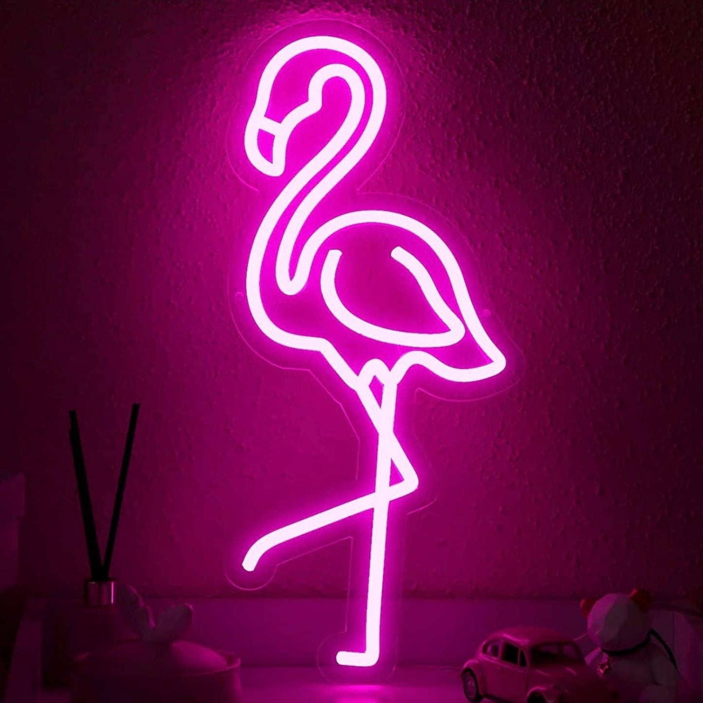 Lovely Bright Vivid Pink Flamingo LED Night Light Room Wall Decoration