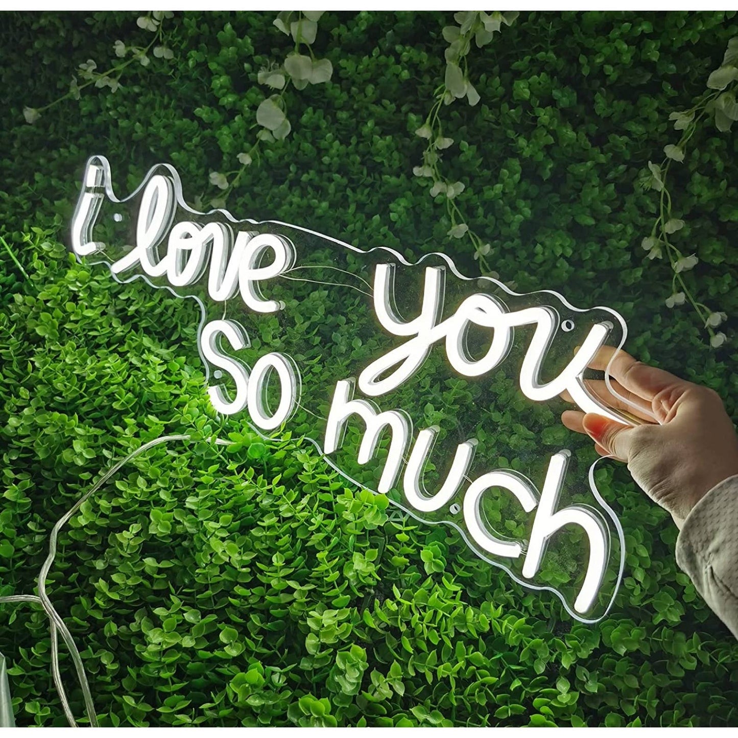Lovely Bright Cool White “I Love You So Much” LED Night Light Room Wall Decor