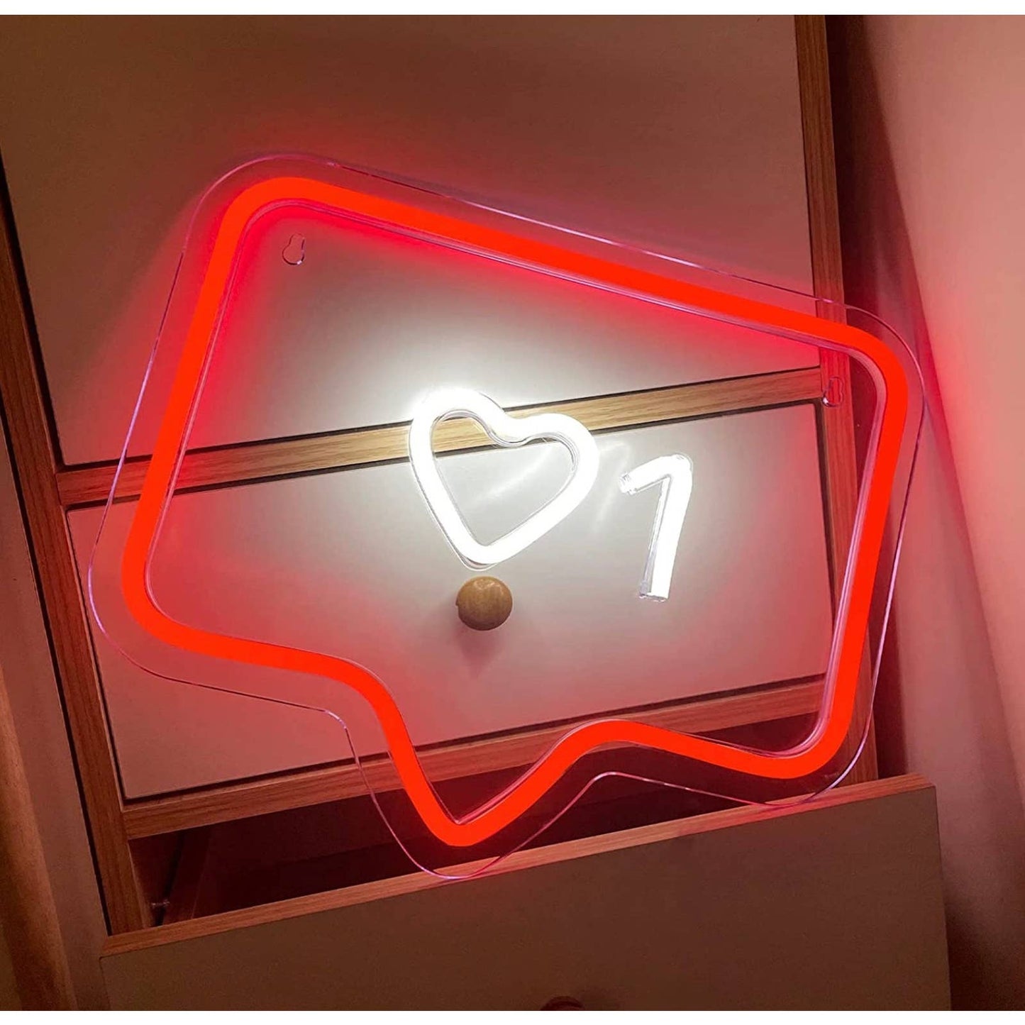 Lovely Bright Red / White Instagram Love Like Heart LED Night Light Social Media