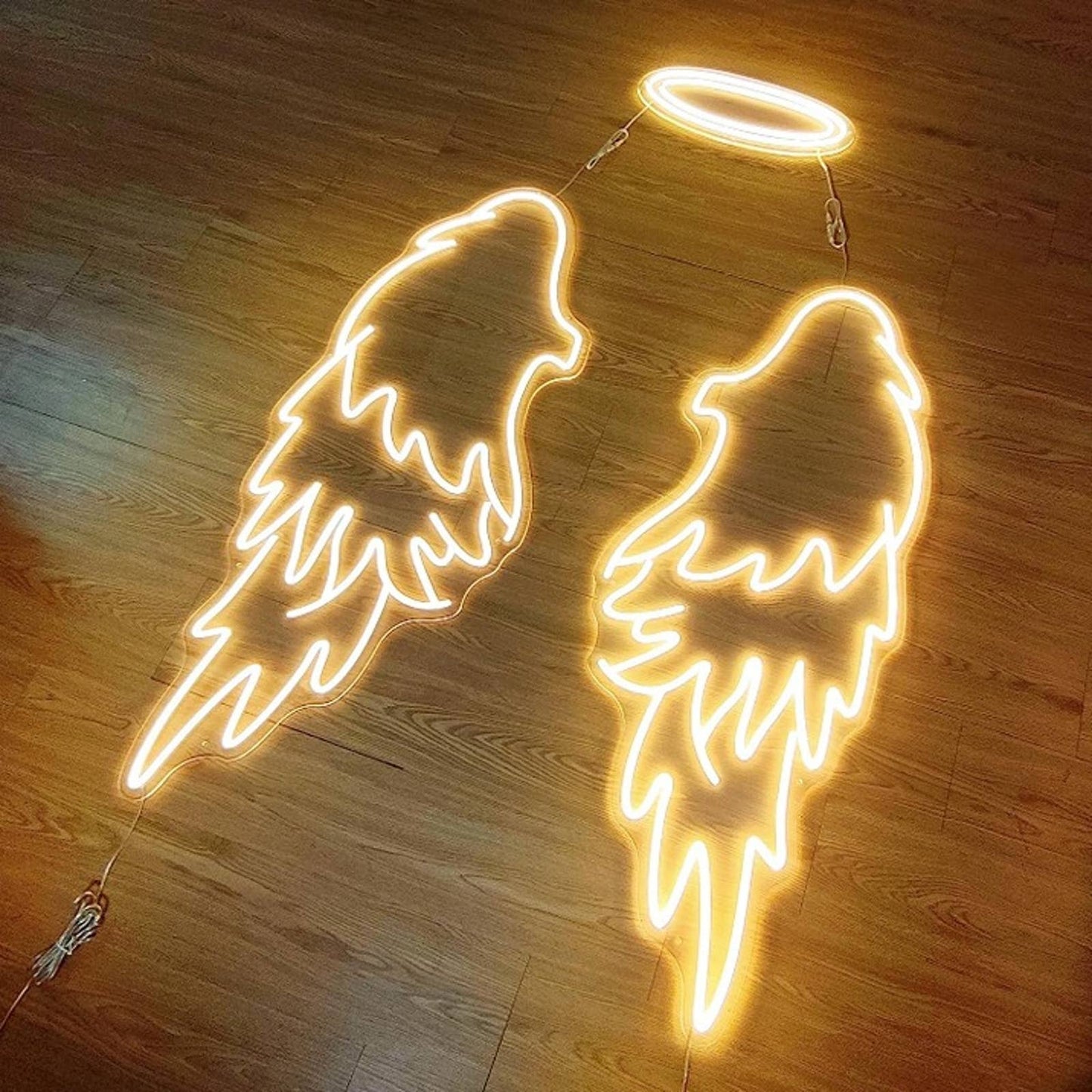 Lovely Super Size Bright Angel Wing and Halo LED Night Light Photo Decor
