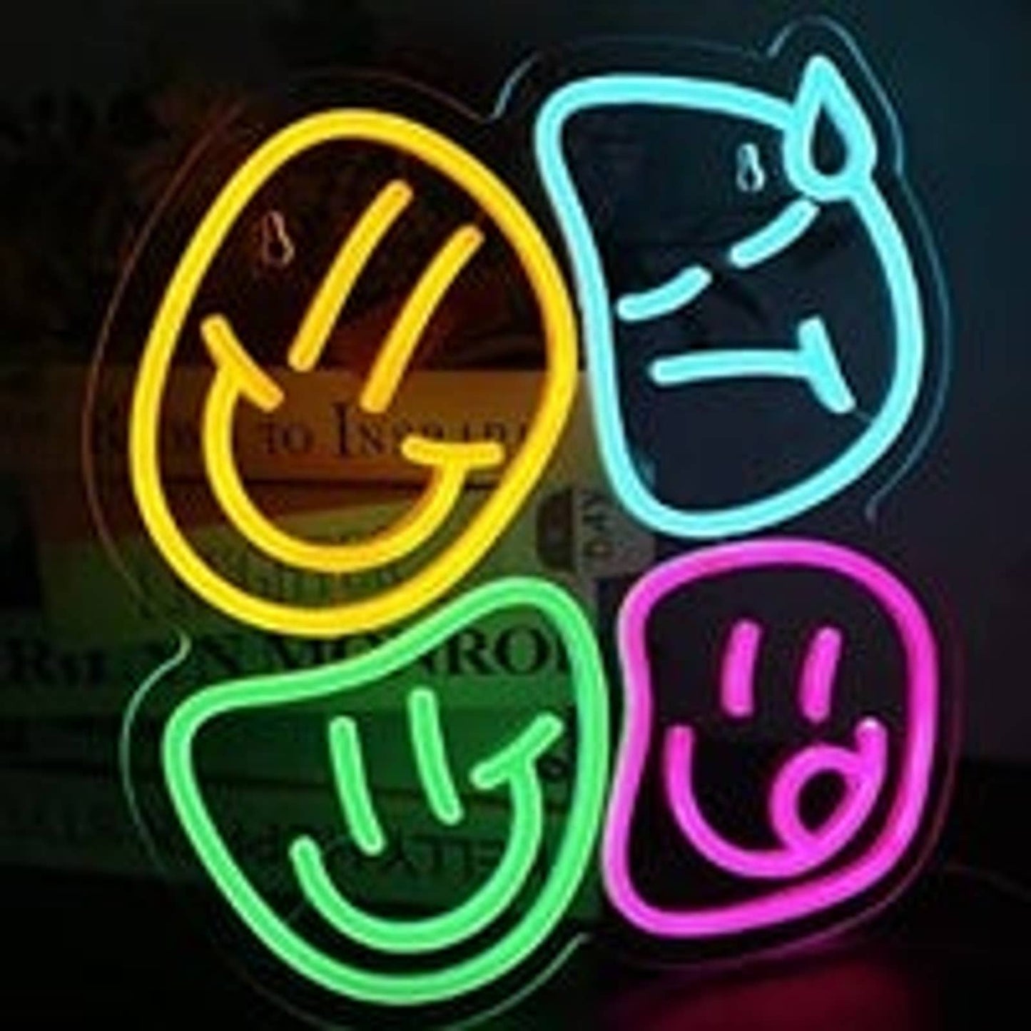 Funny Vivid Bright Colorful Smiley Face LED Night Light Room Wall Decoration
