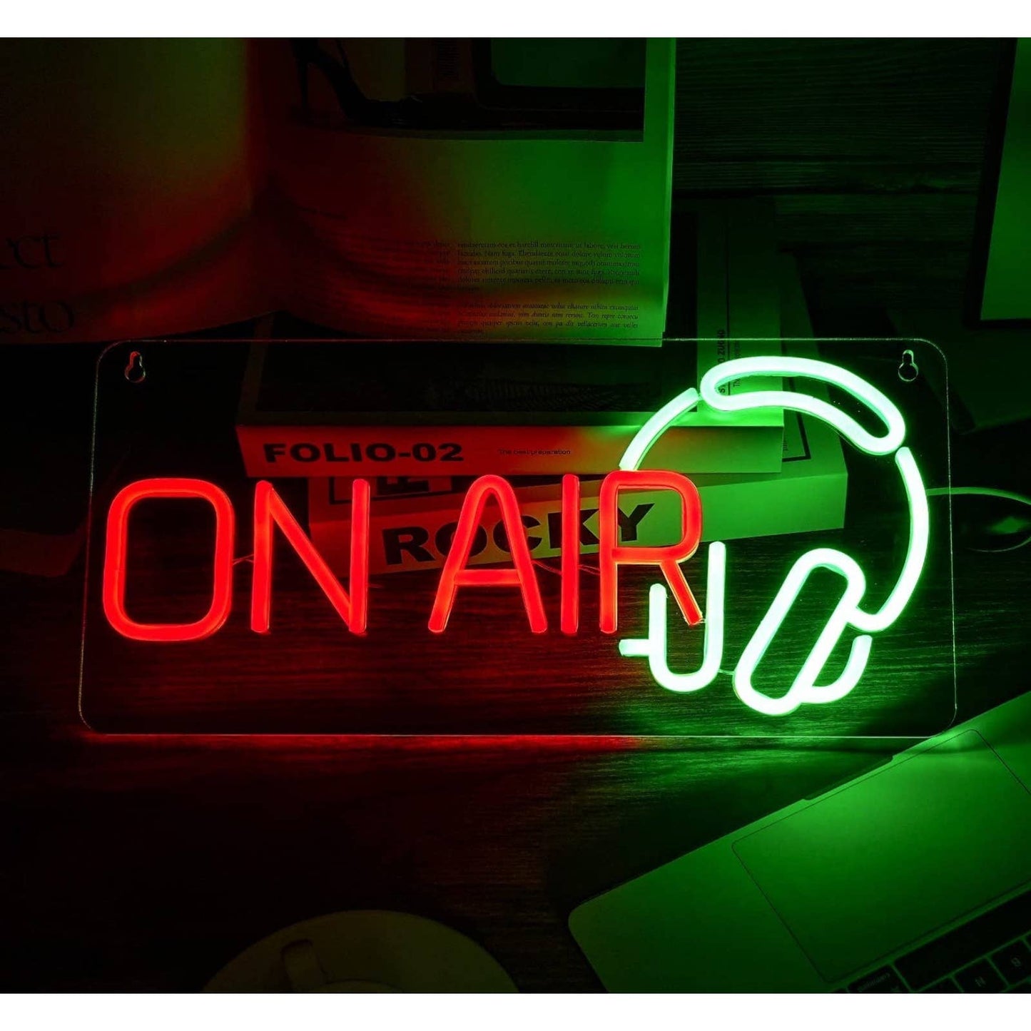 Fun Bright Red Green On Air Headphones Gamer Twitch Live Stream LED Light Decor