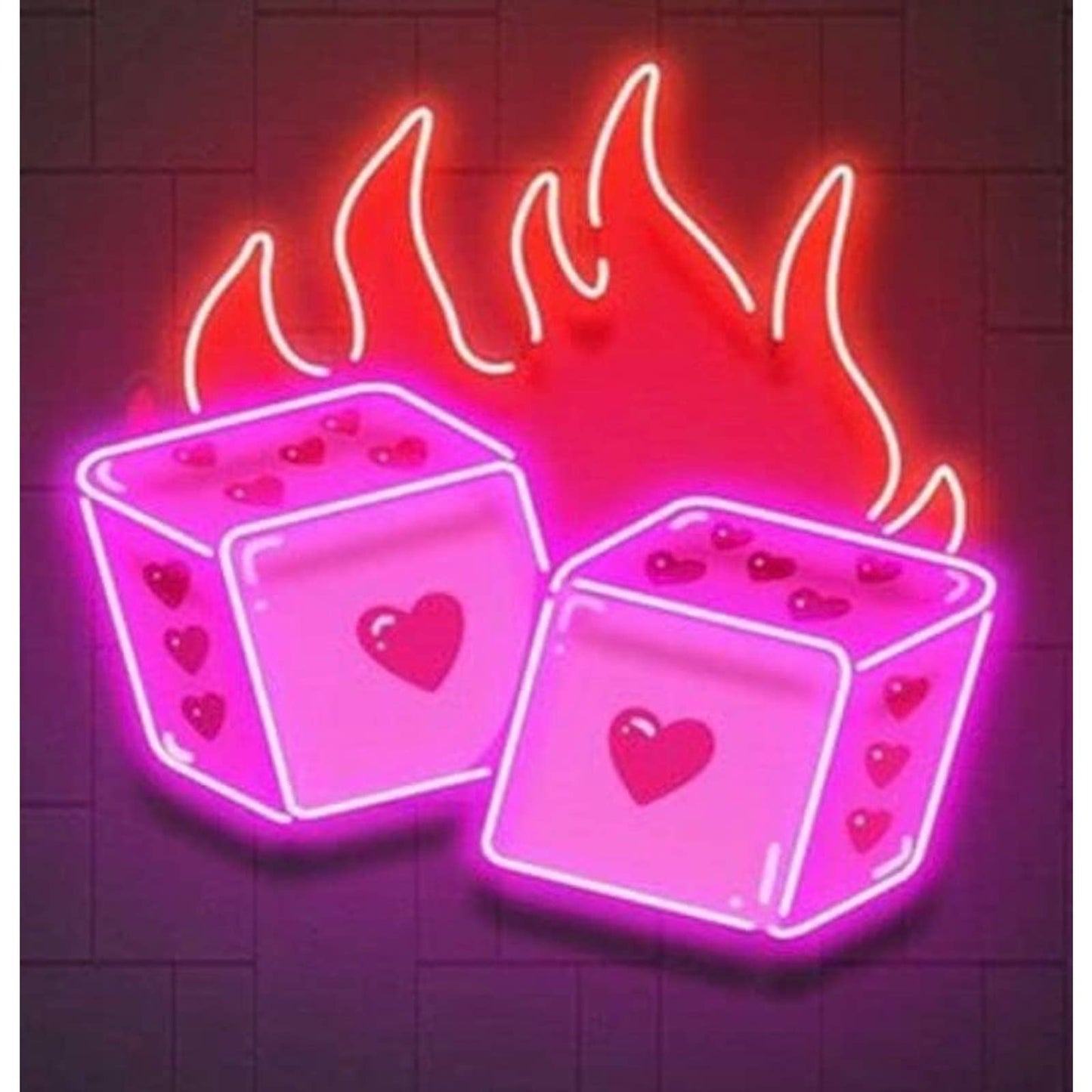 Lovely Bright Pink Heart Fire Dice LED Night Light Room Wall Decoration