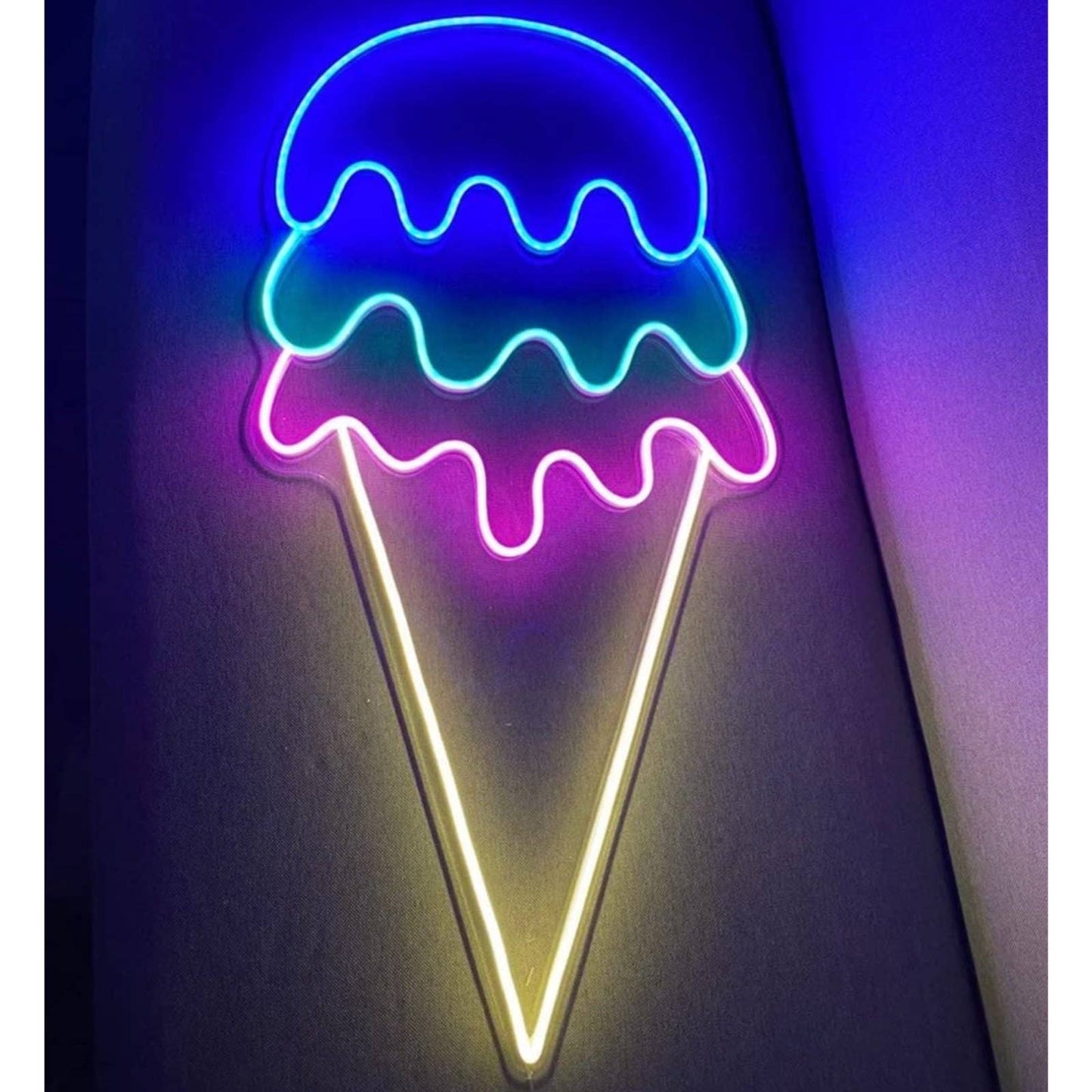 Lovely Bright Tasty Colorful 3 Scoop Ice Cream Cone LED Night Light Room Wall De