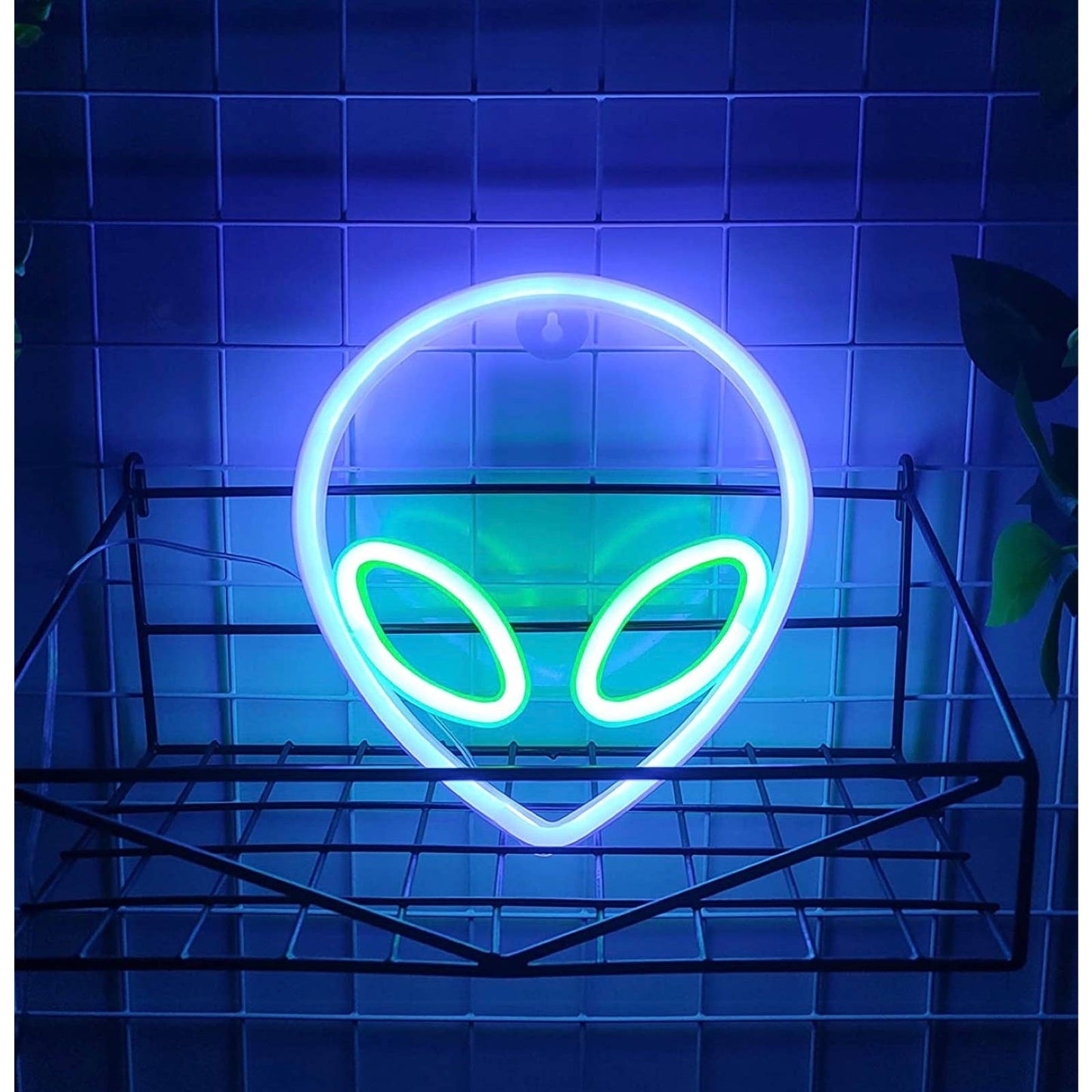 Bright Fun Blue / Green Eyed Alien LED Night Light Room Wall Decor