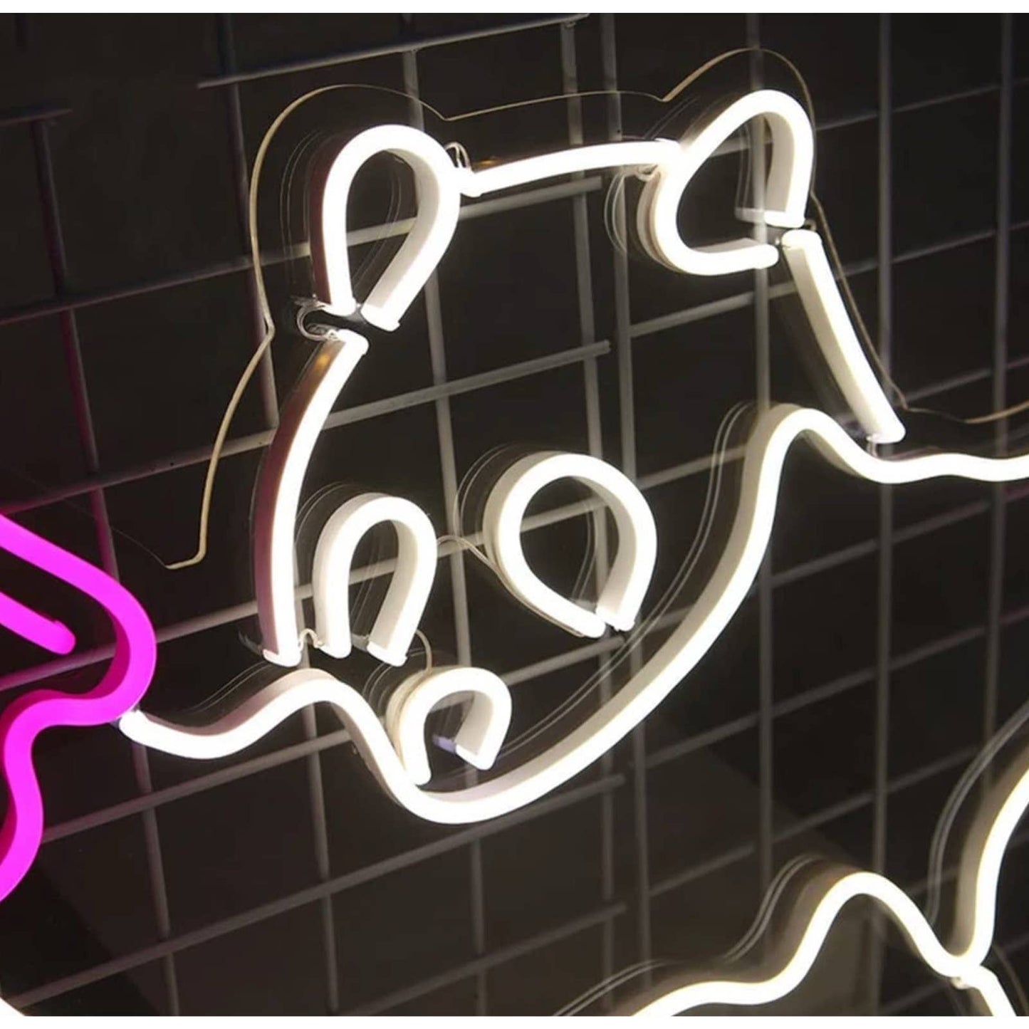 Fun Bright White Panda with Pink Guns LED Night Light Room Wall Decoration
